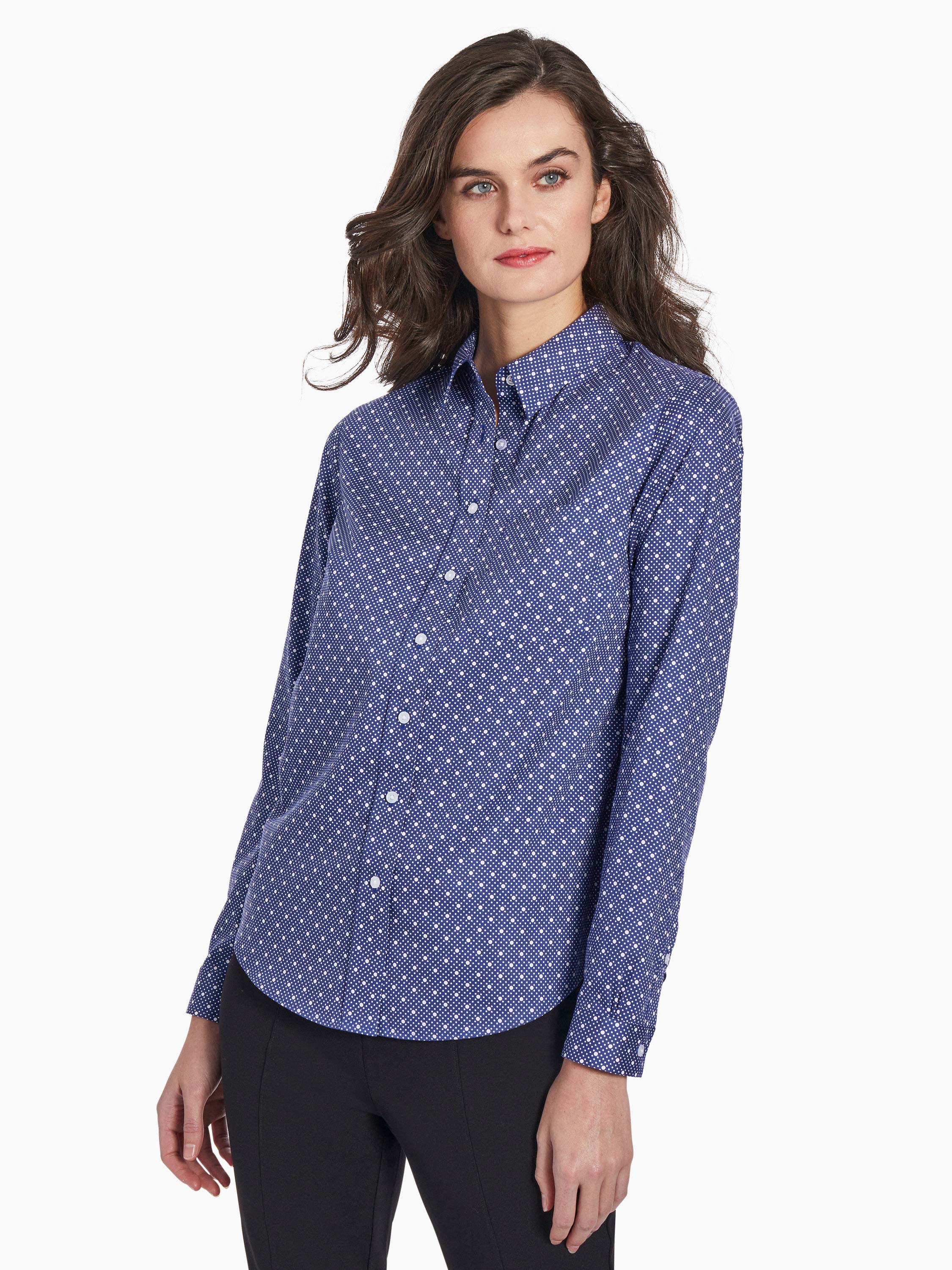 Dotted Easy-Care Oxford Button-Up Shirt