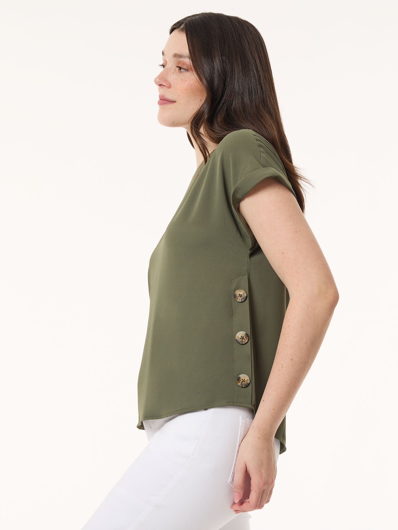 Button Detail Blouse, Jasper Crepe