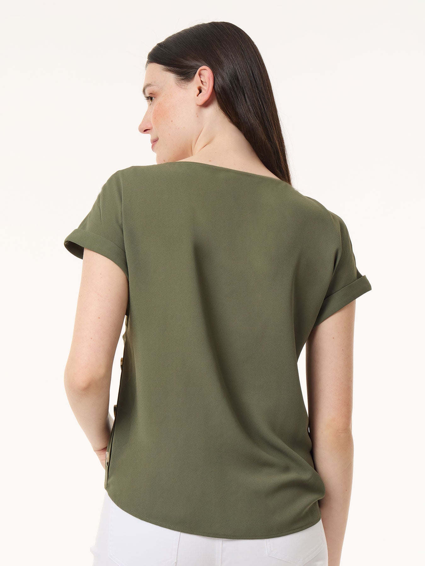 Button Detail Blouse, Jasper Crepe