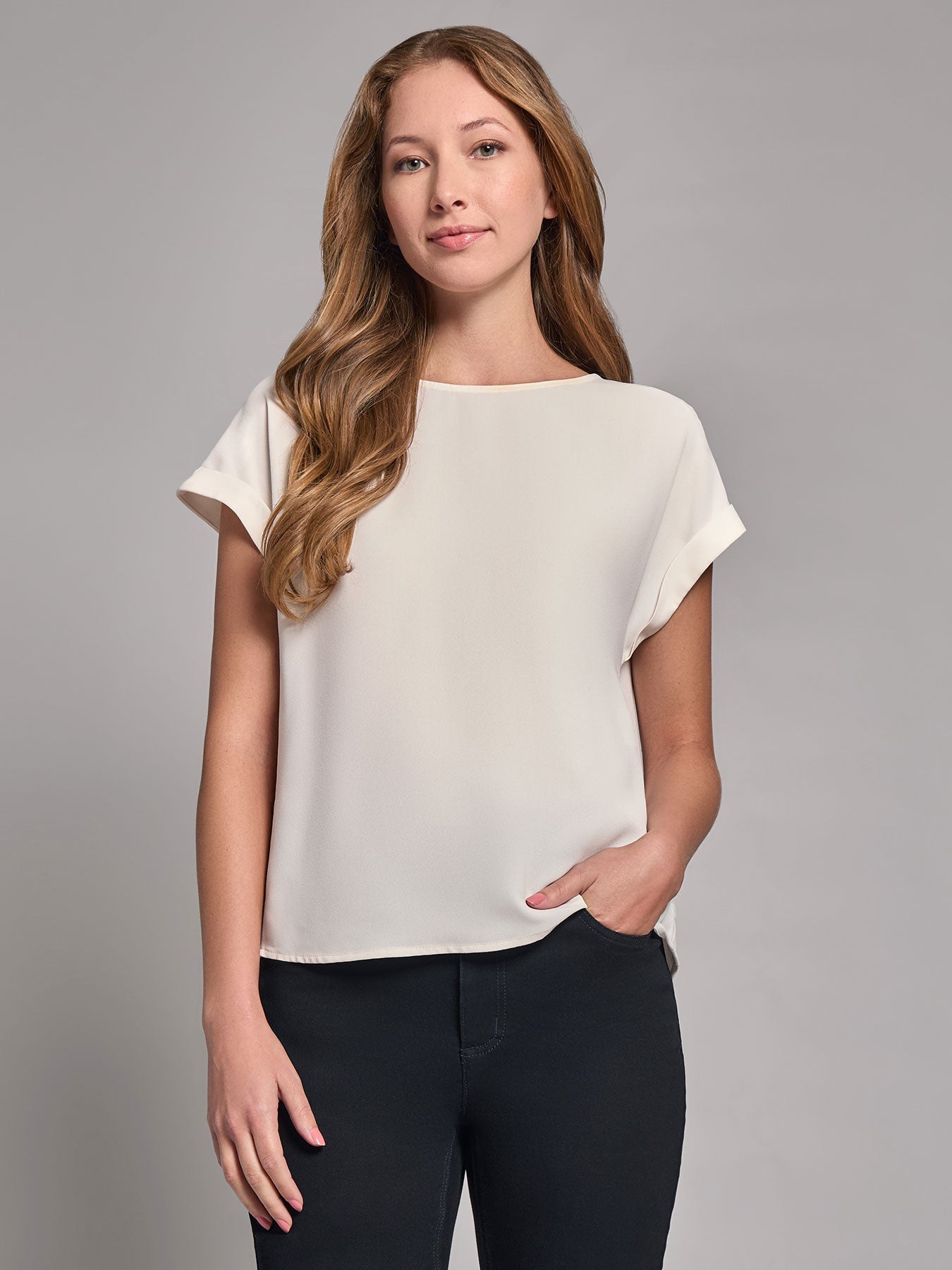 Button Detail Blouse, Jasper Crepe