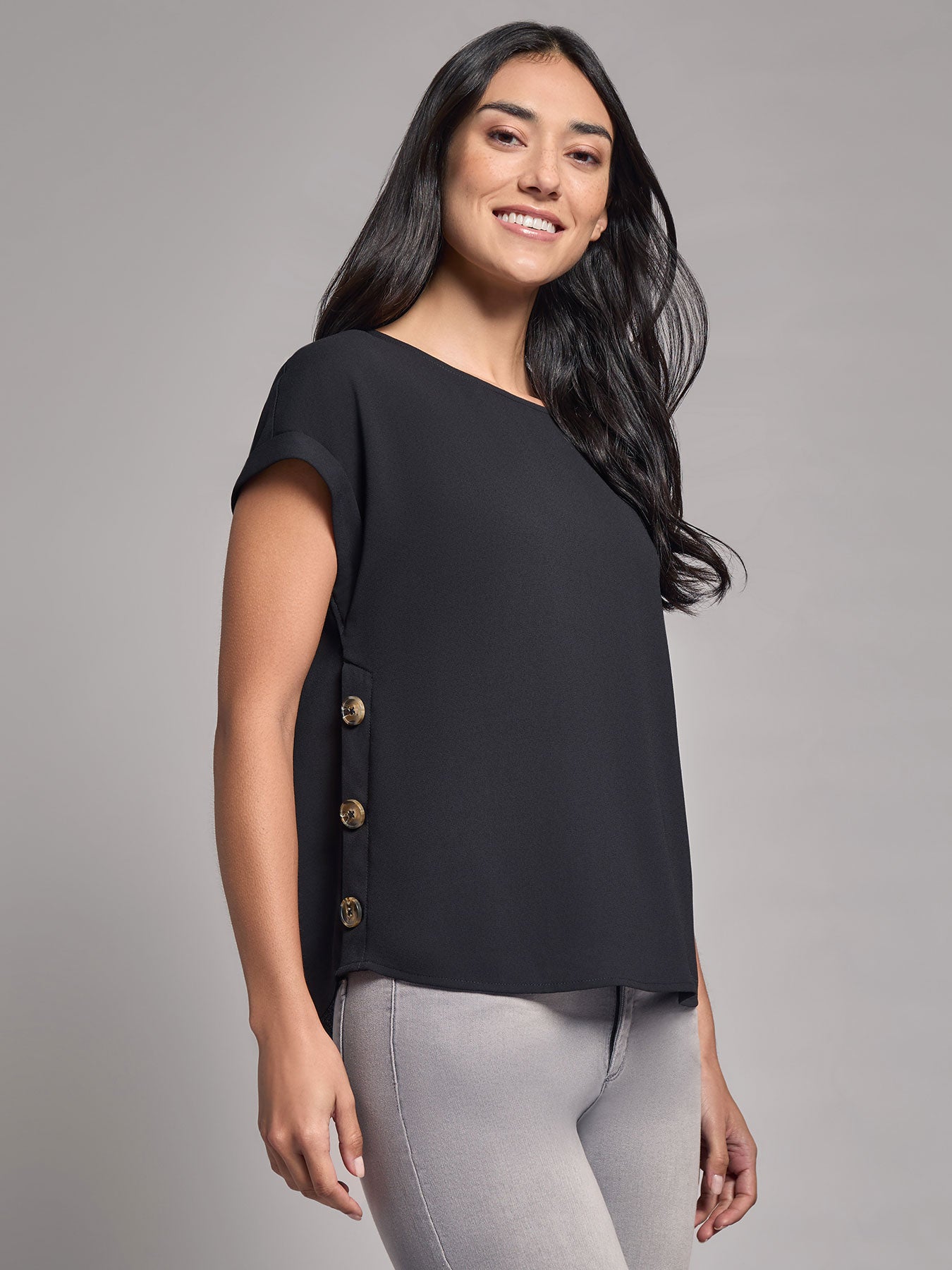 Button Detail Blouse, Jasper Crepe