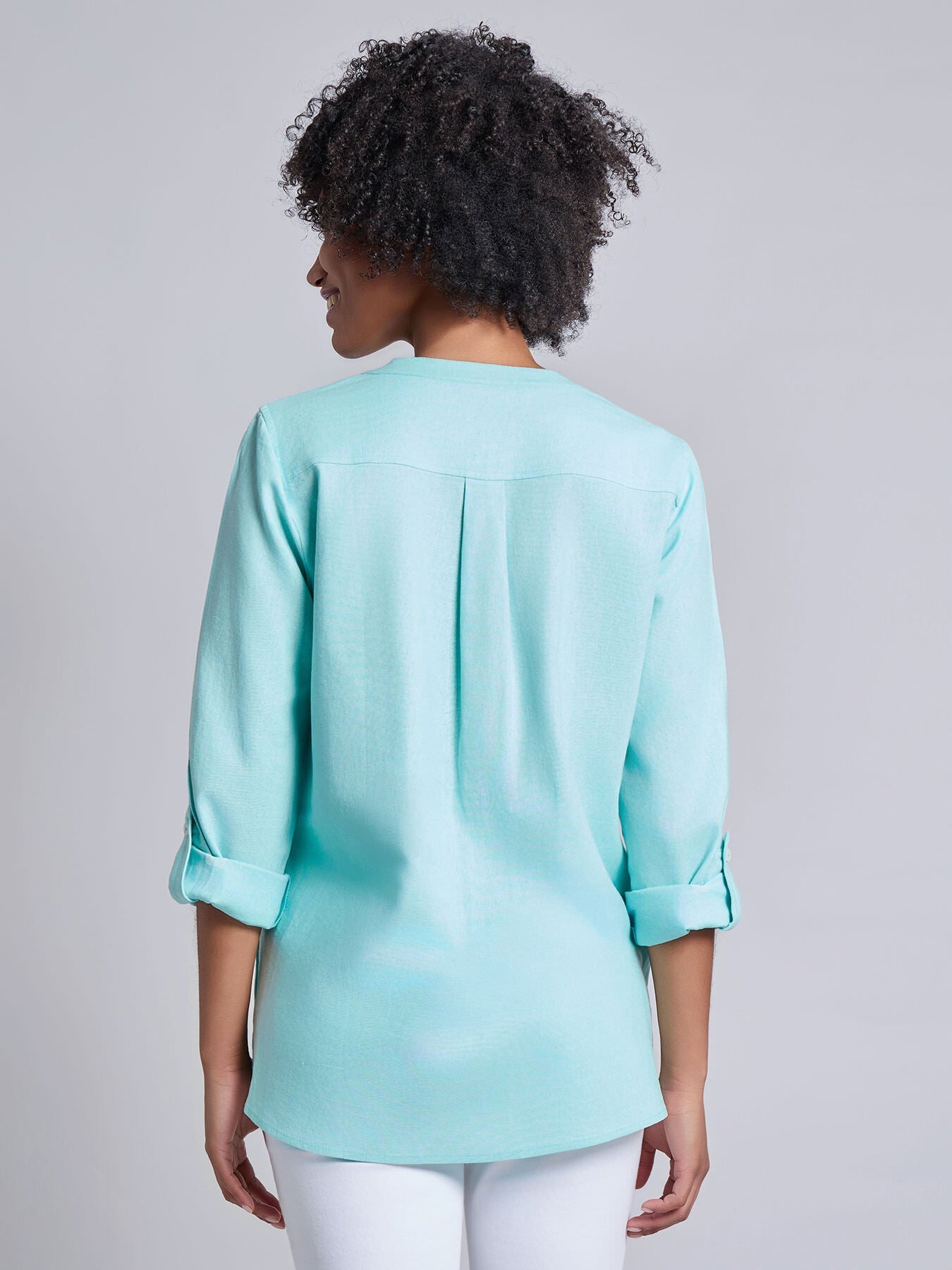 Button Front Tunic, Linen Blend