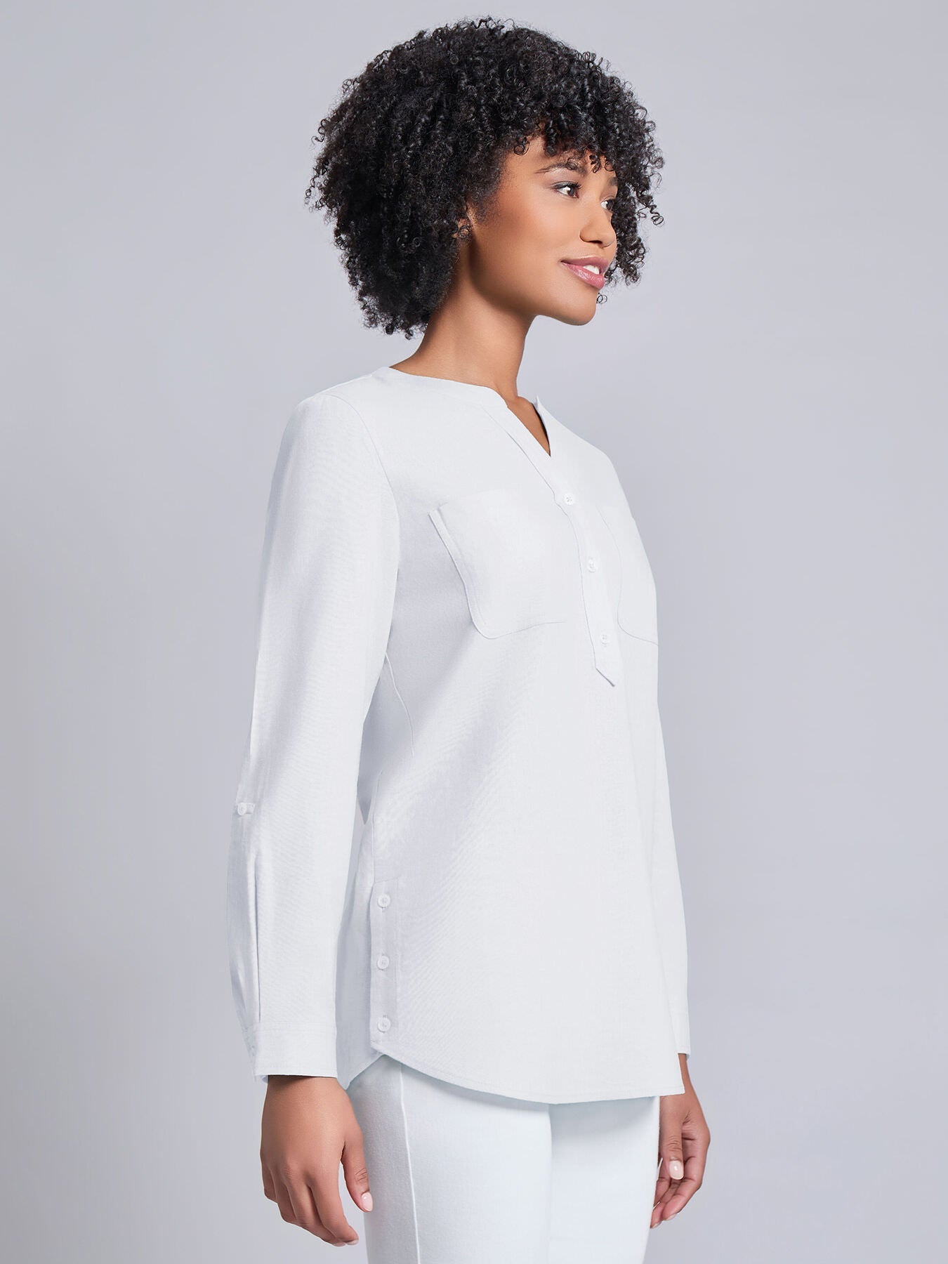 Button Front Tunic, Linen Blend