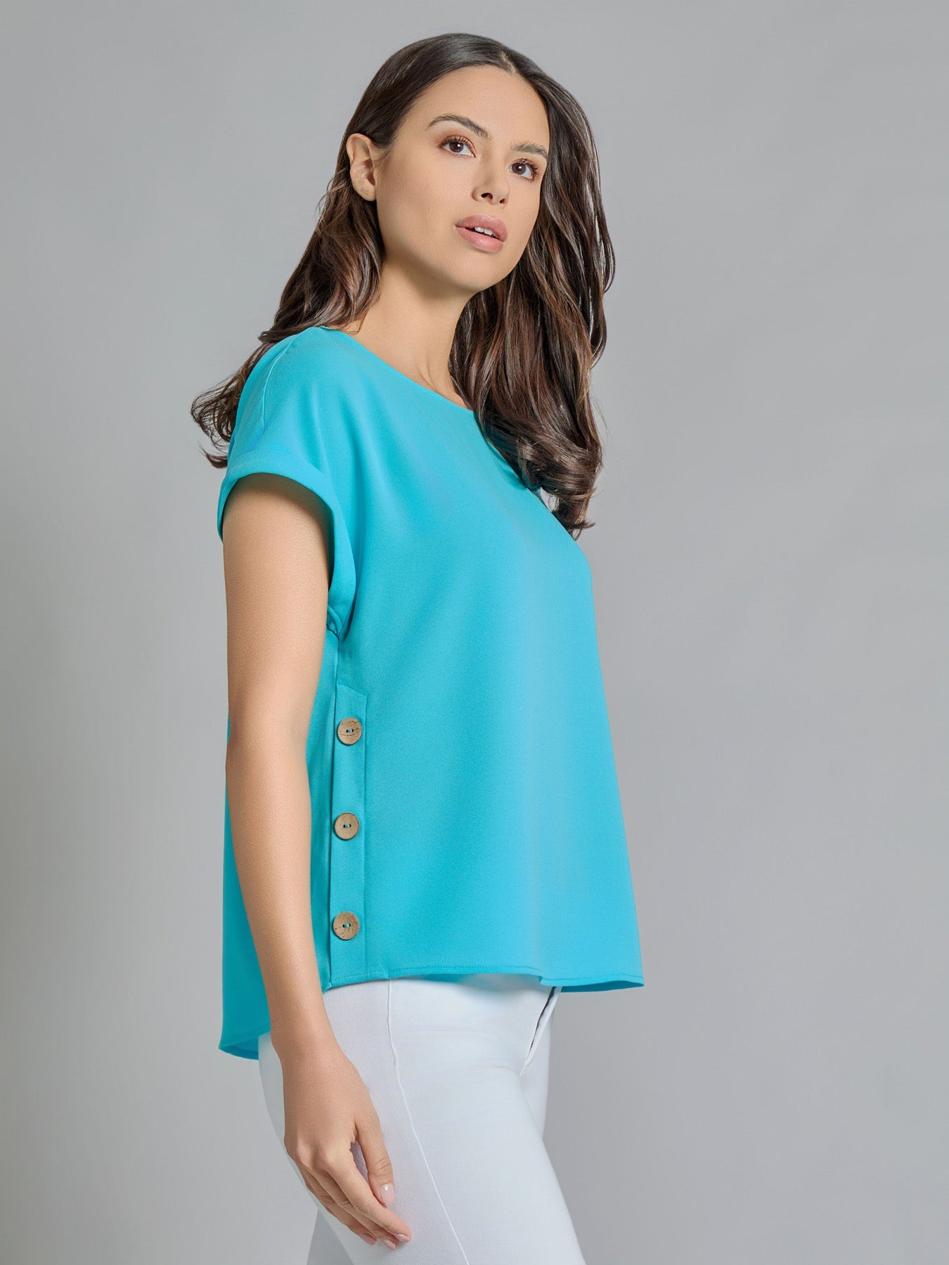 Button Detail Blouse, Jasper Crepe