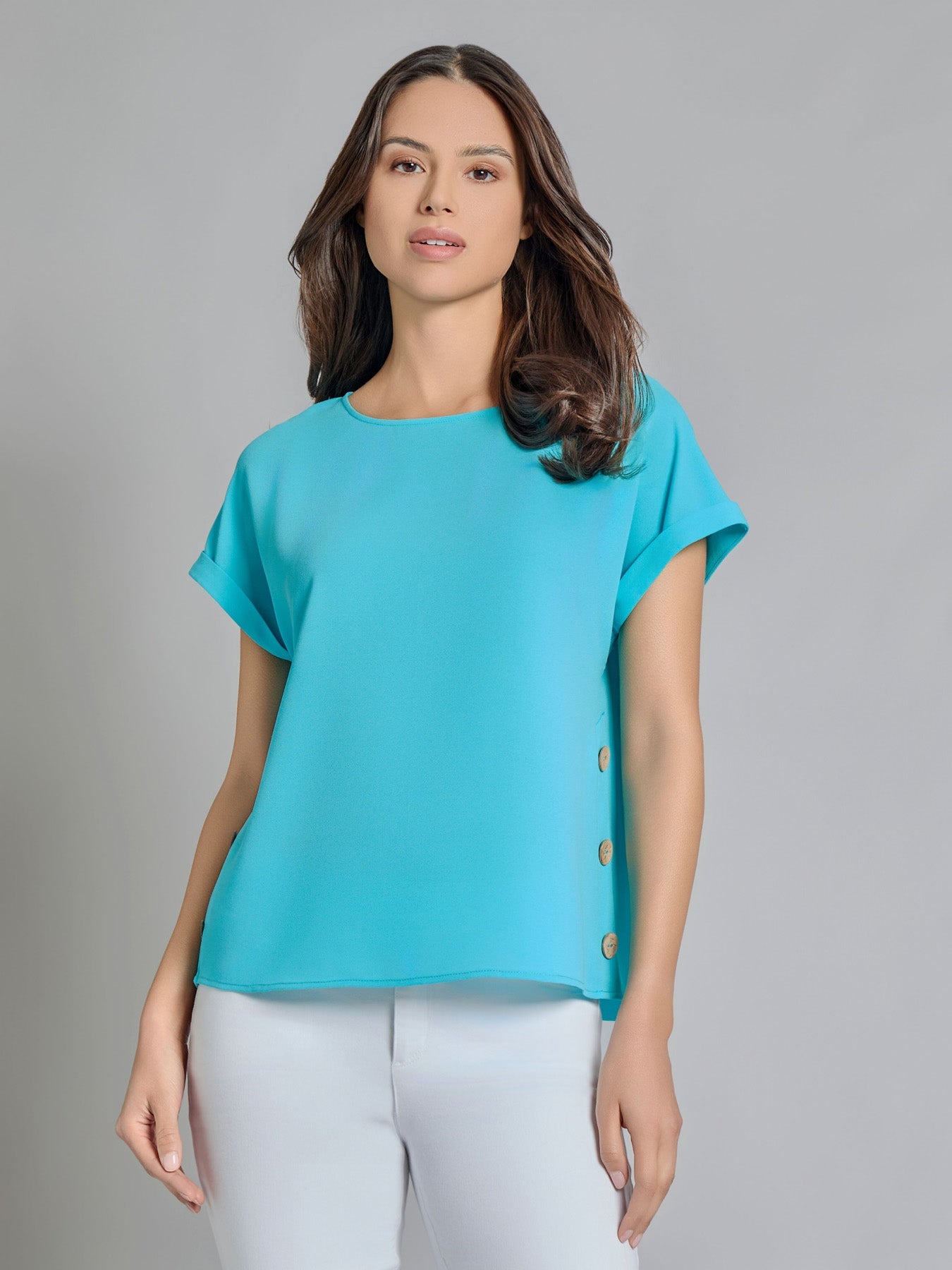 Button Detail Blouse, Jasper Crepe