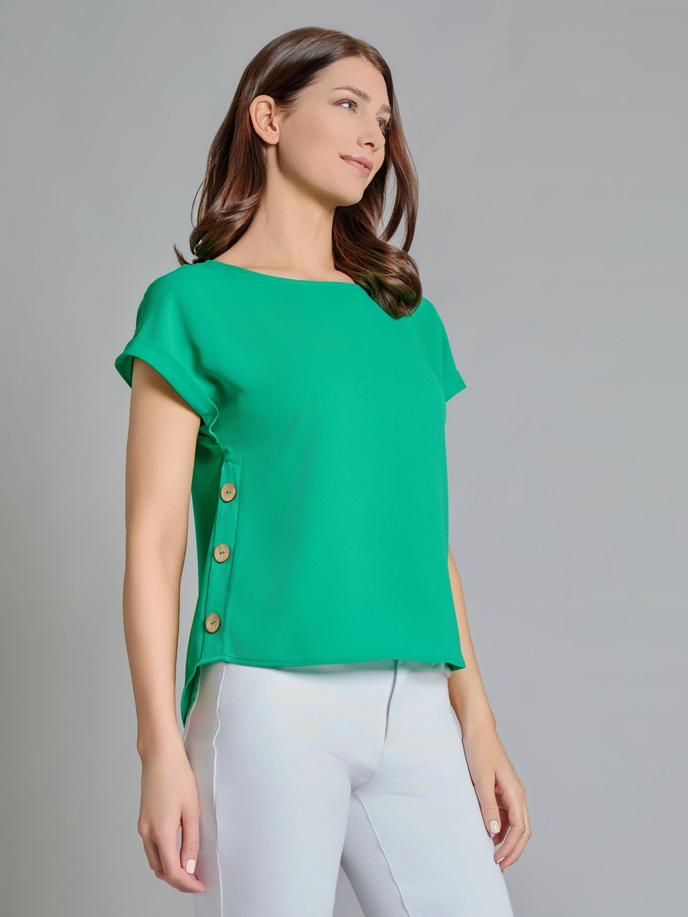 Button Detail Blouse, Jasper Crepe
