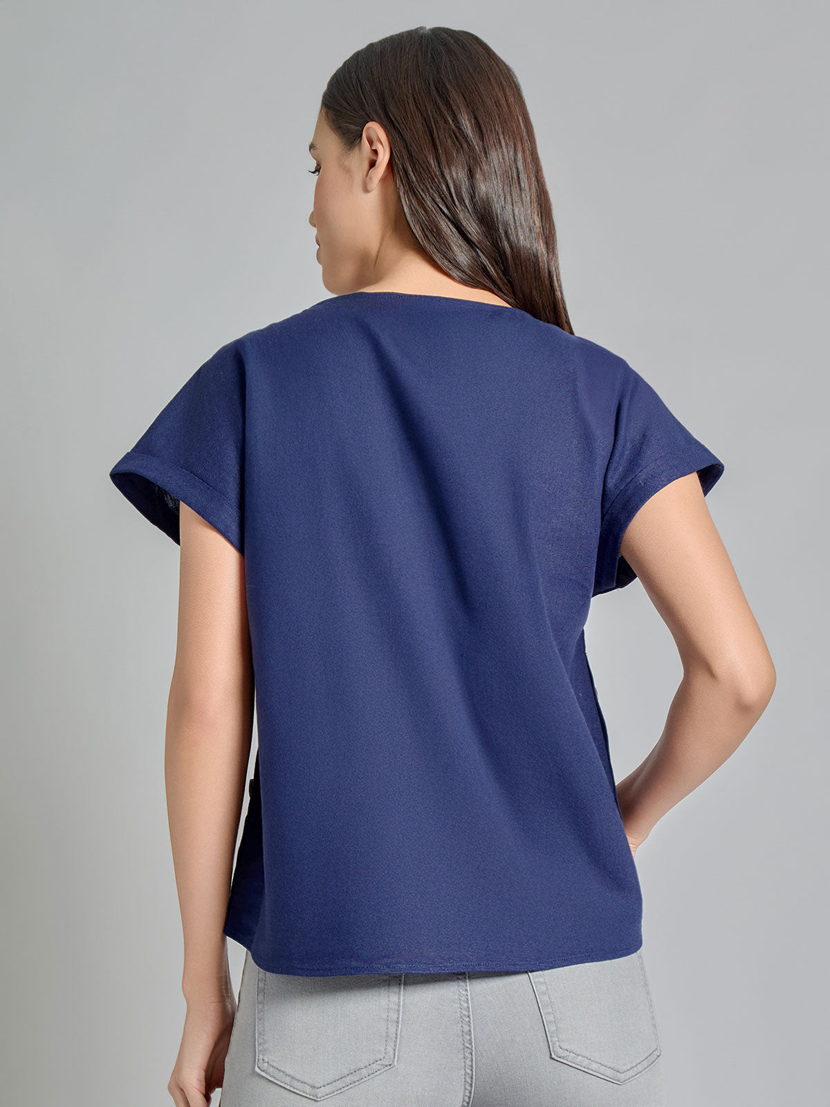 Button Detail Blouse, Hammered Satin