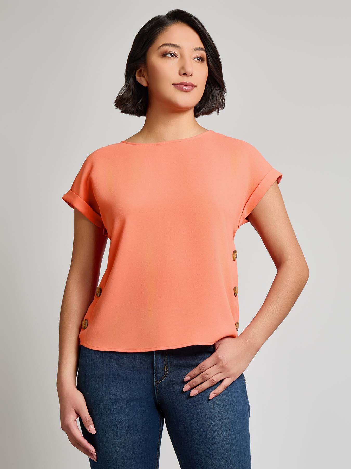 Button Detail Blouse, Jasper Crepe