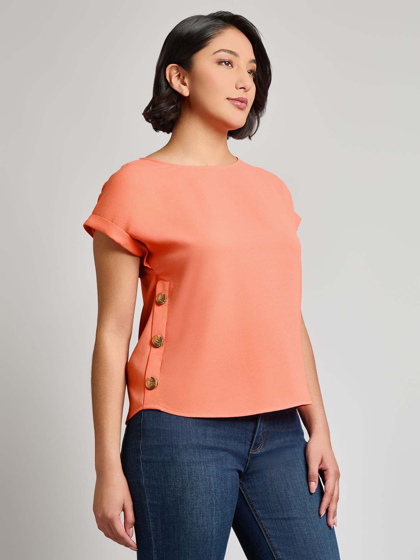 Button Detail Blouse, Jasper Crepe