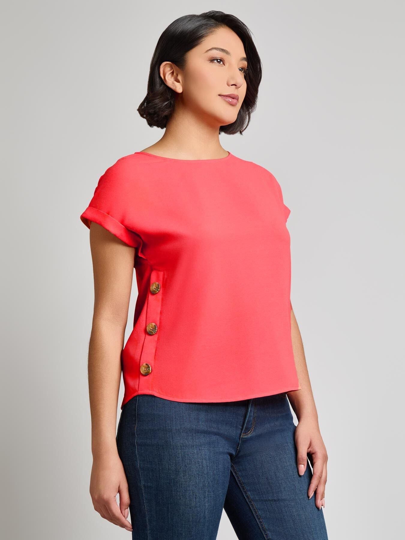 Button Detail Blouse, Jasper Crepe