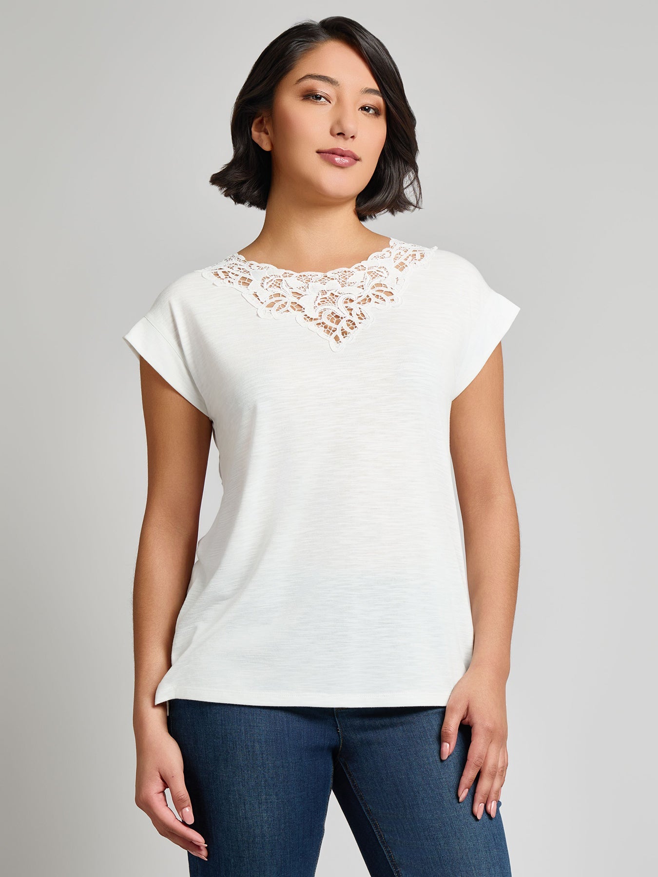Dolman Top With Inset Lace