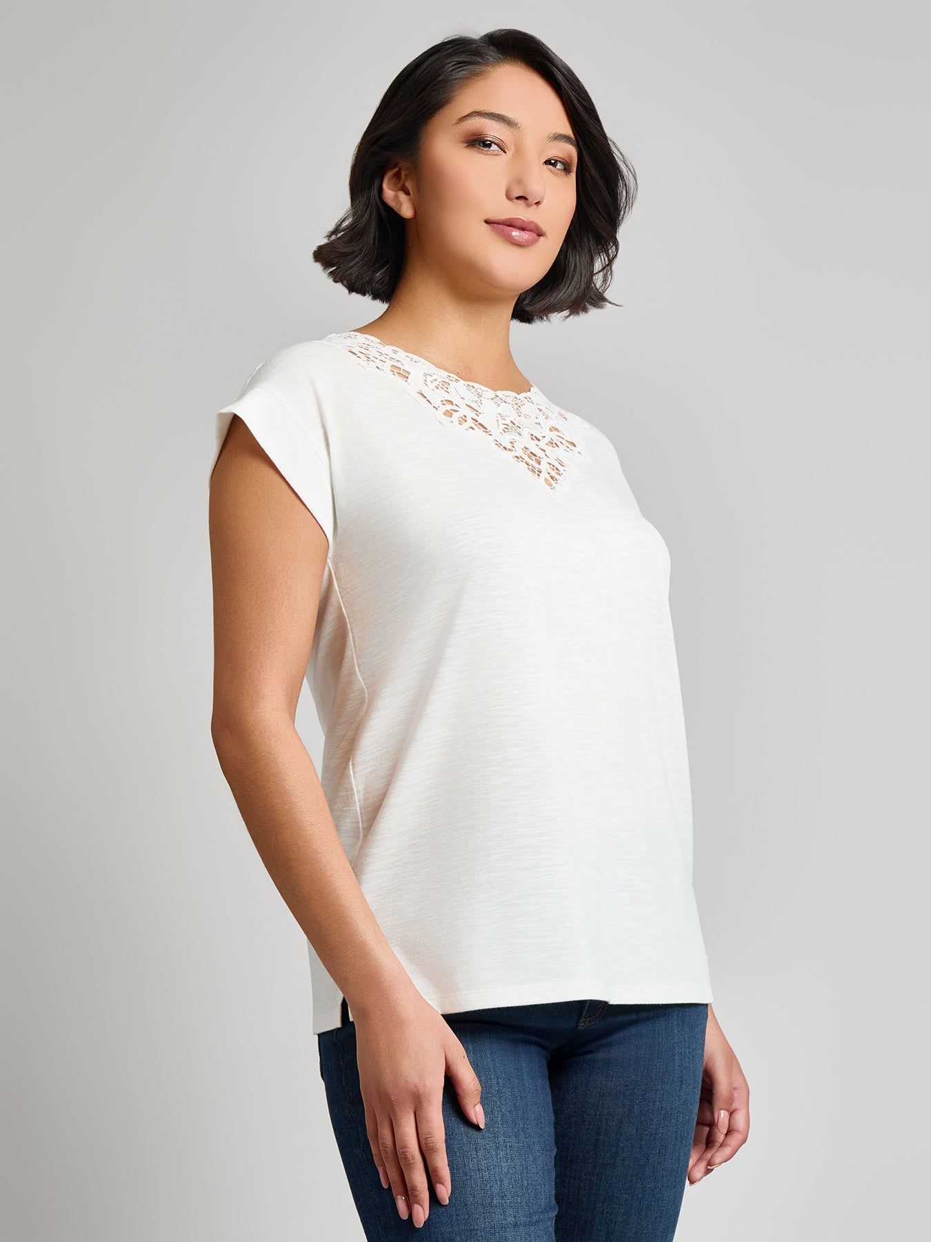 Dolman Top With Inset Lace