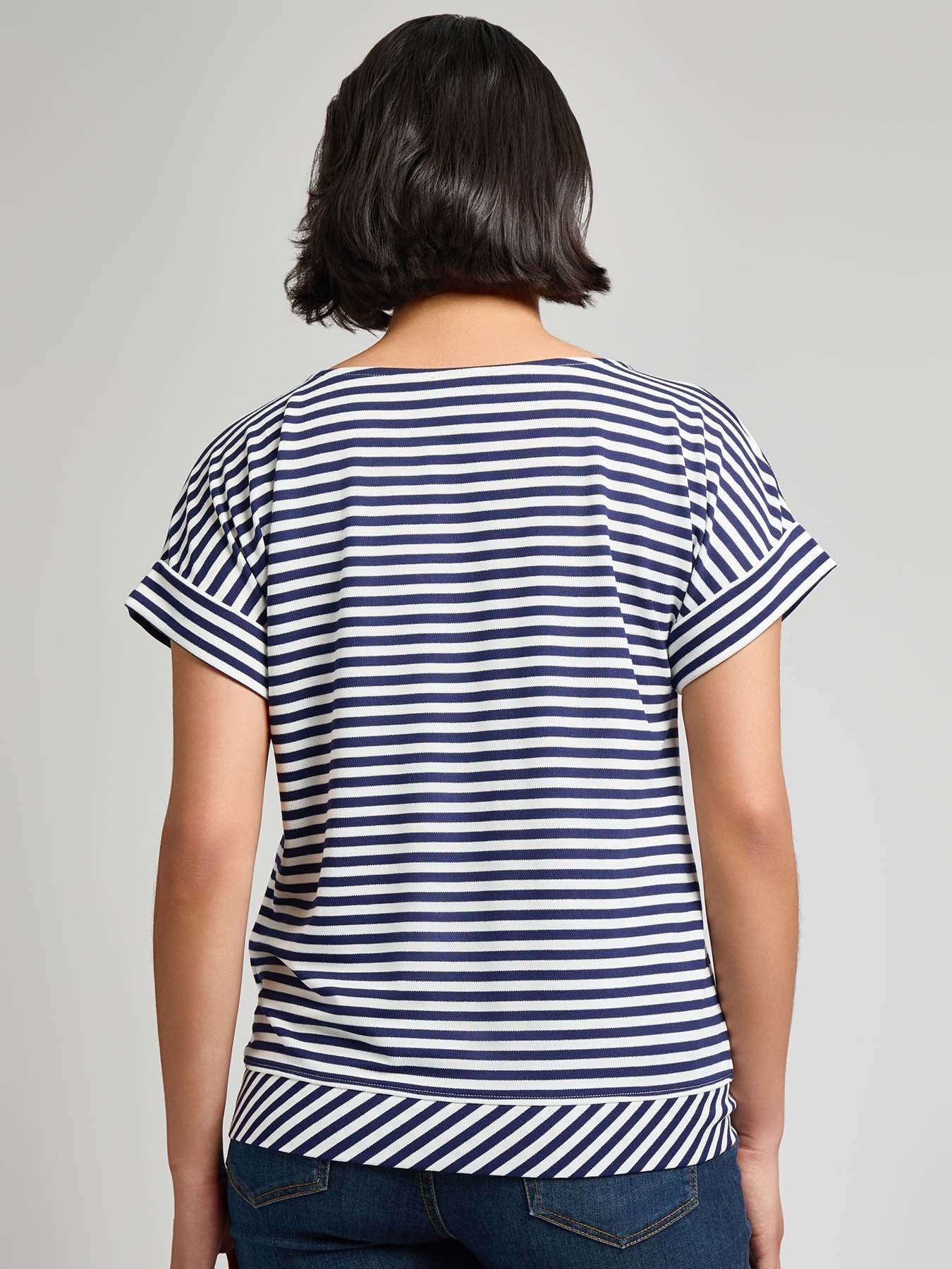 Dolman Sleeve Tie Tee, Stripe Pique