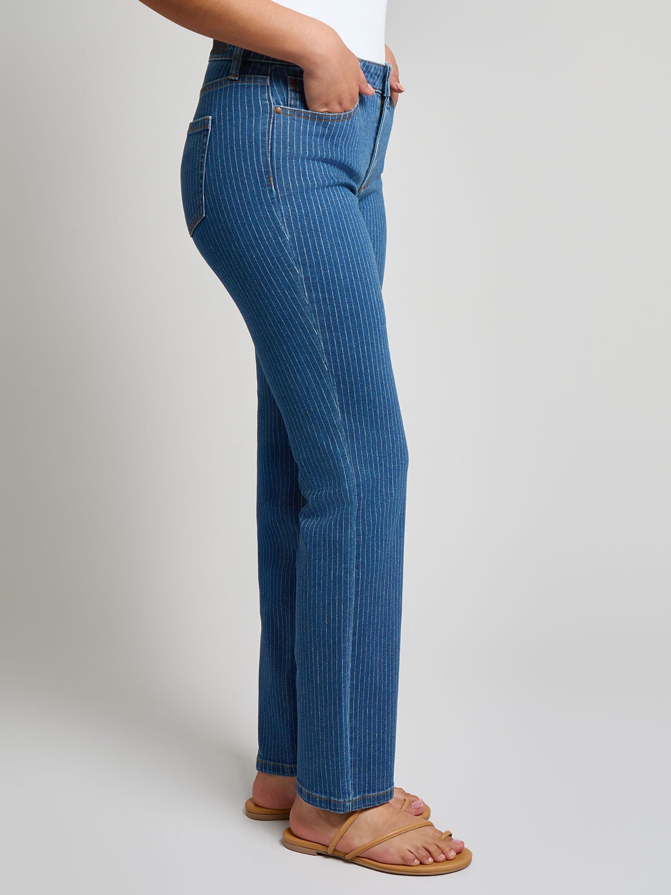 Lexington Straight Leg Jeans, Indigo Pinstripe