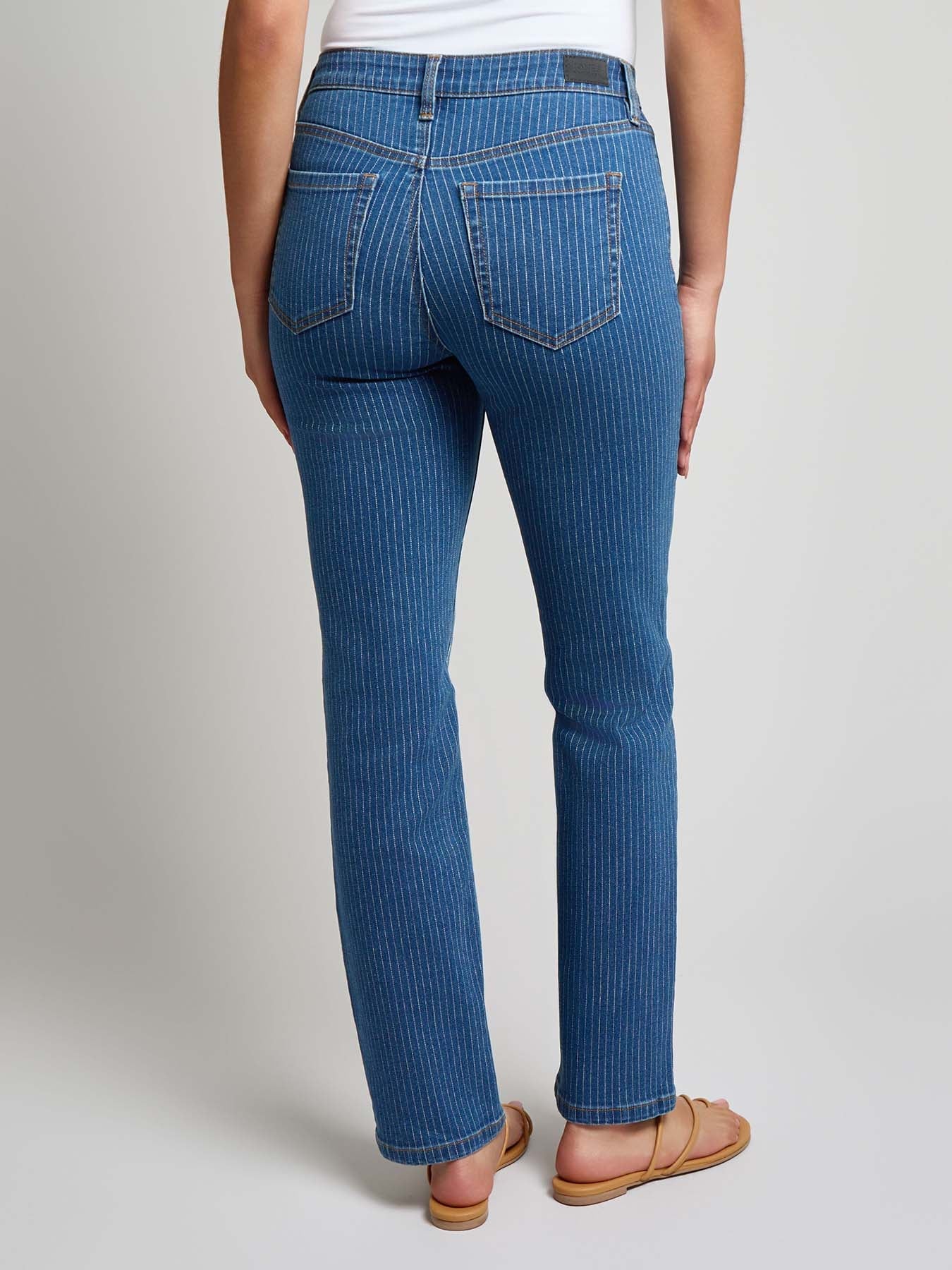 Petite Lexington Straight Leg Jeans, Indigo Pinstripe