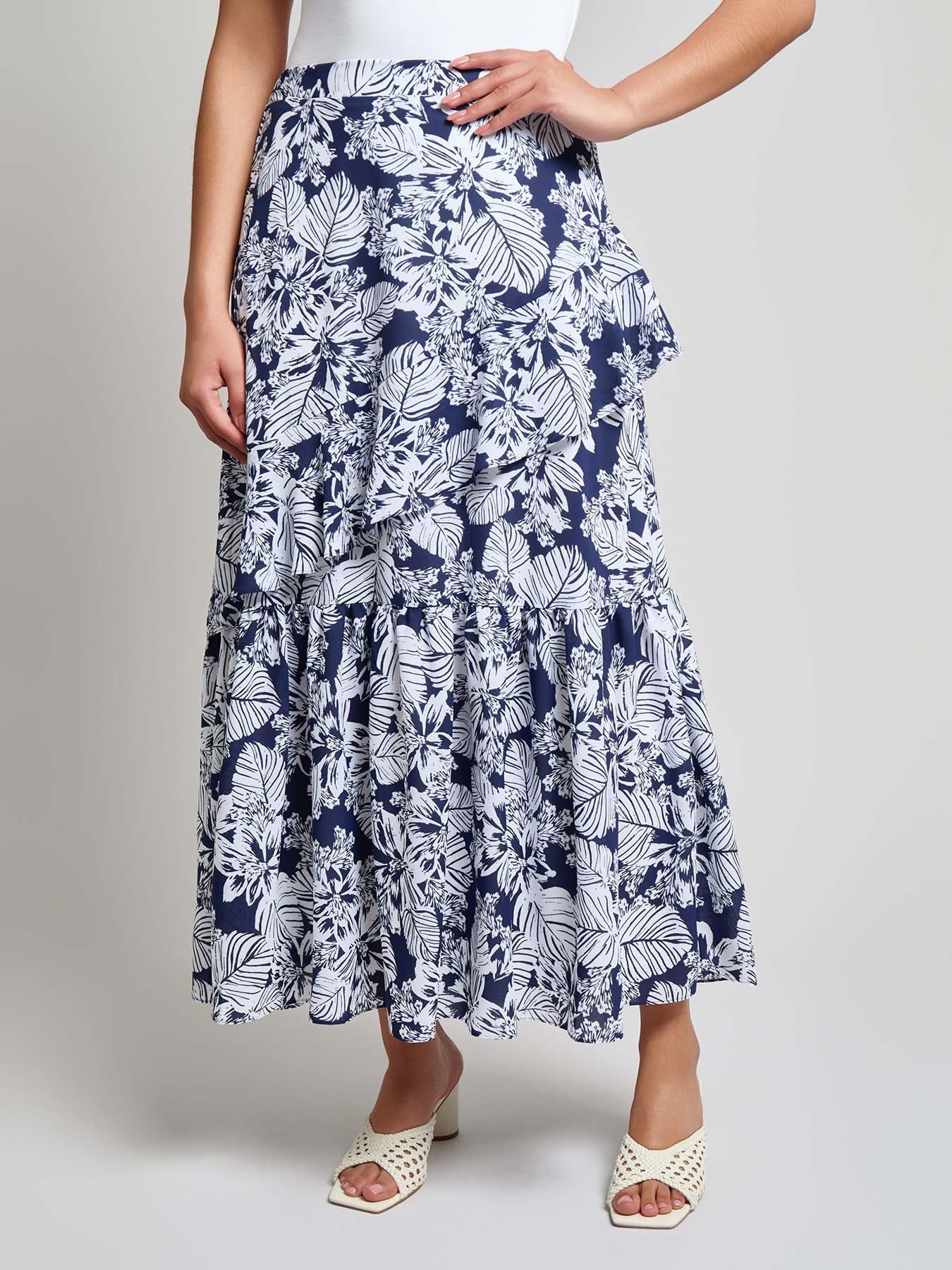Petite Pull-On Ruffle Maxi Skirt, Crepe de Chine