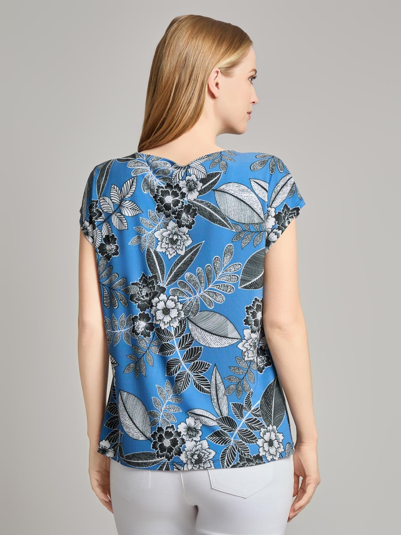 Drop Shoulder Keyhole Neckline Top