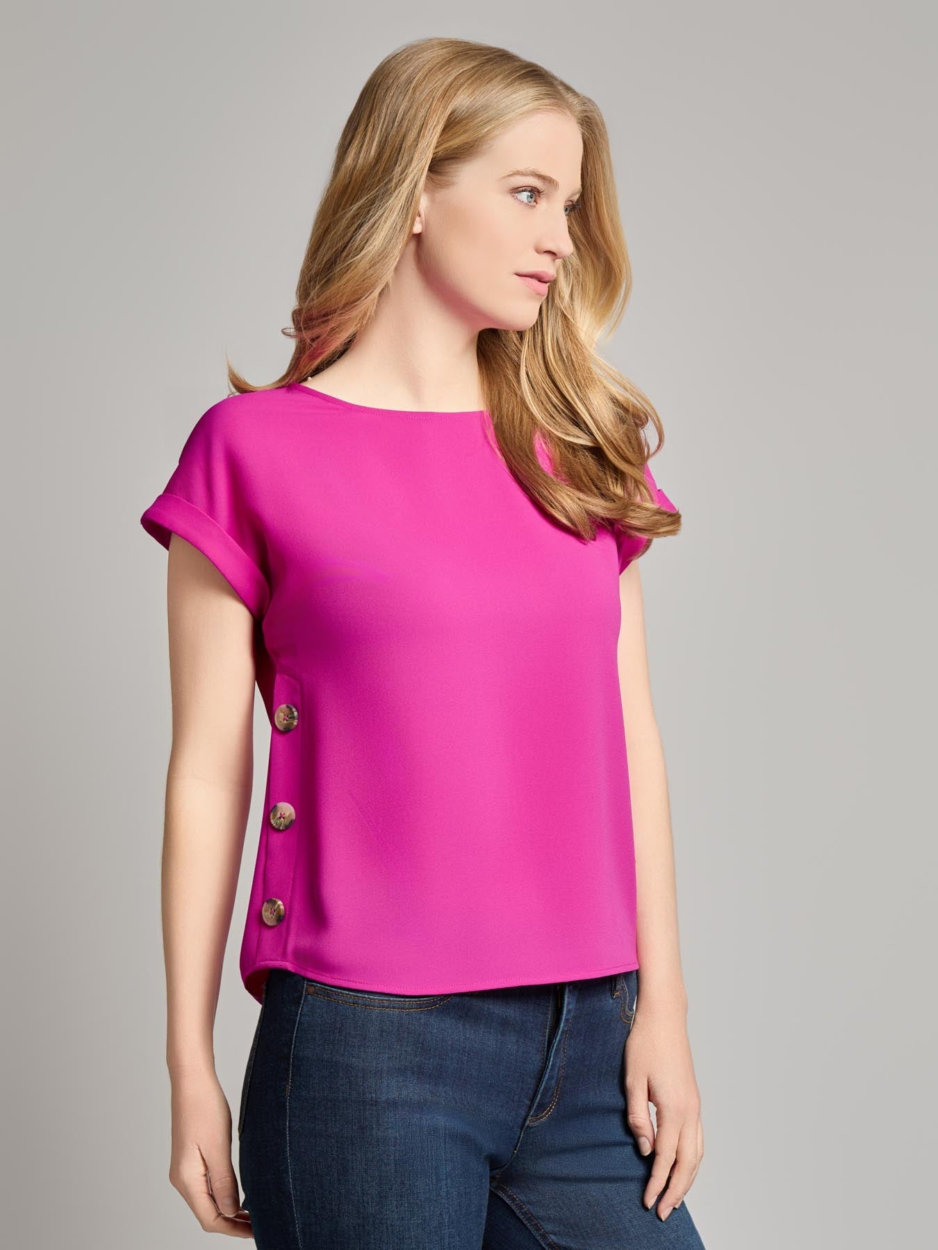 Button Detail Blouse, Jasper Crepe