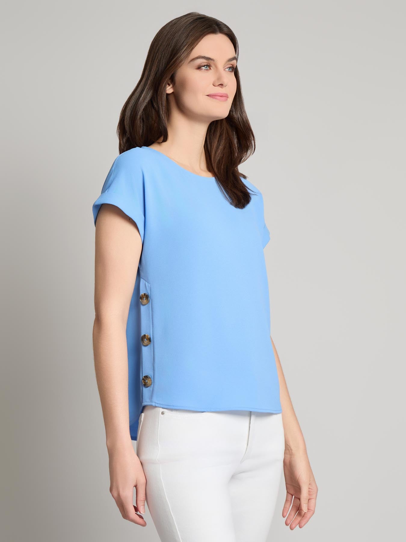 Button Detail Blouse, Jasper Crepe