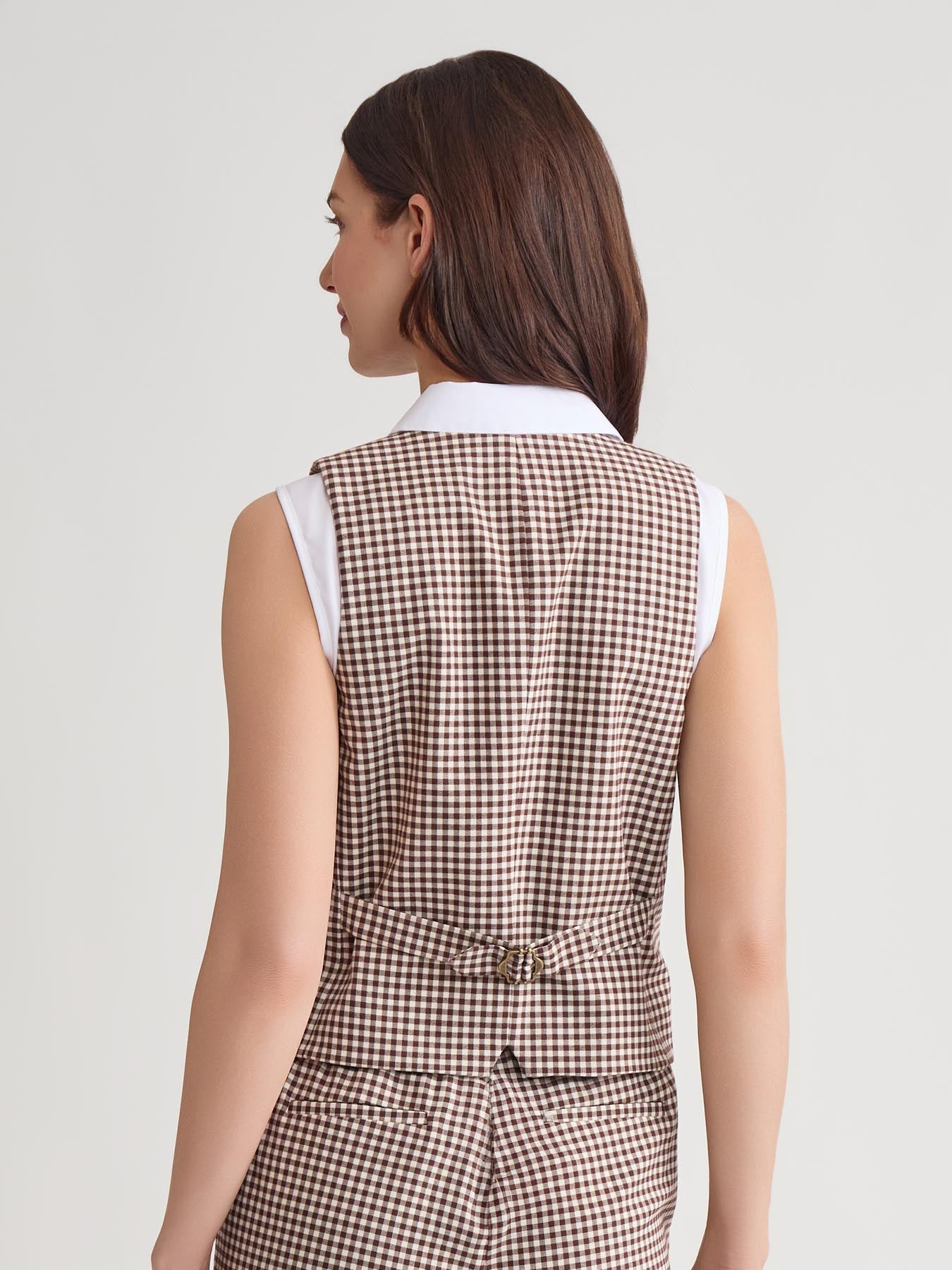 Button-Front Vest, Stretch Tweed