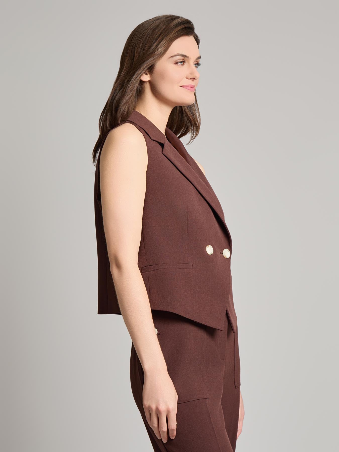 Double Breasted Vest, Stretch Crepe