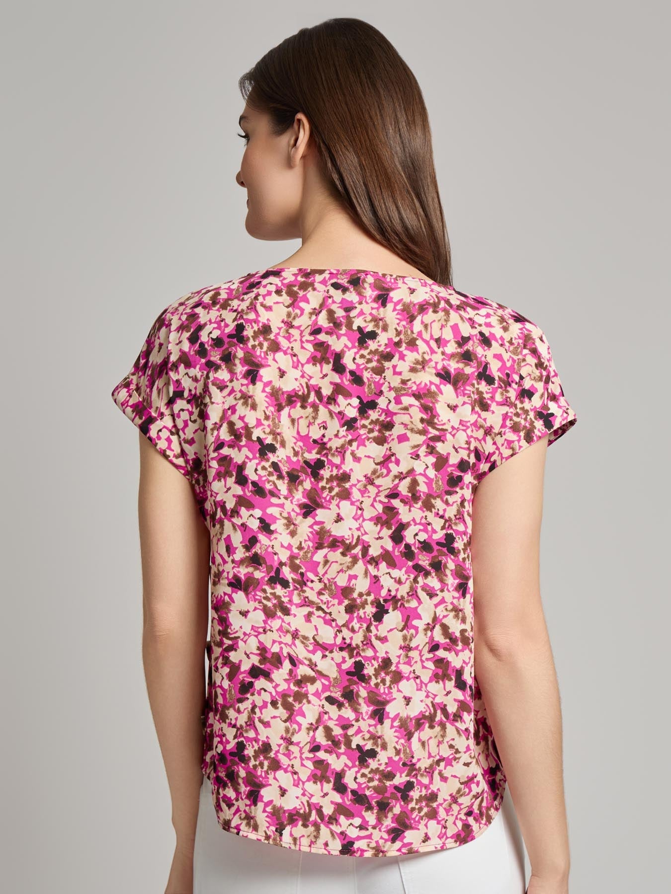 Button Detail Blouse, Crepe de Chine