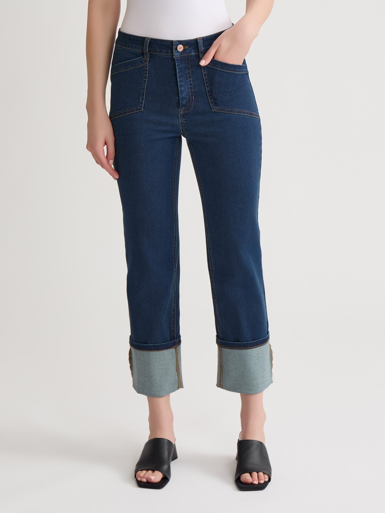 Deep Cuff Straight Leg Denim, Westpoint Wash