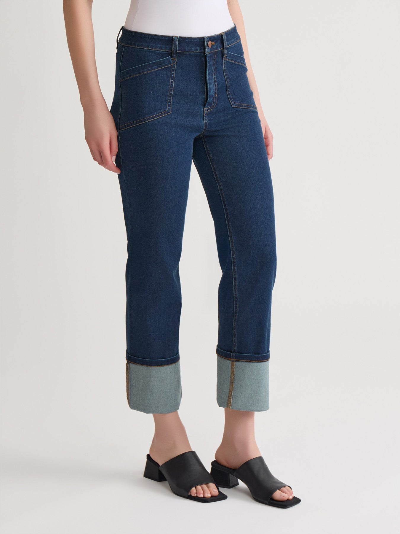 Deep Cuff Straight Leg Denim, Westpoint Wash