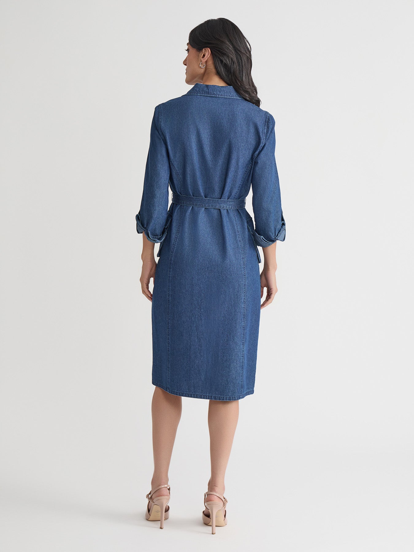 Cargo Pocket Shirt Dress, Chambray