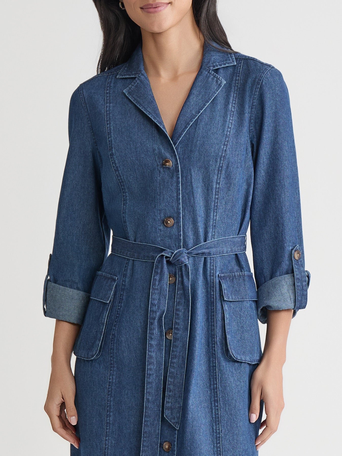 Cargo Pocket Shirt Dress, Chambray