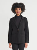 Notch Collar Cable Knit Sleeve Blazer