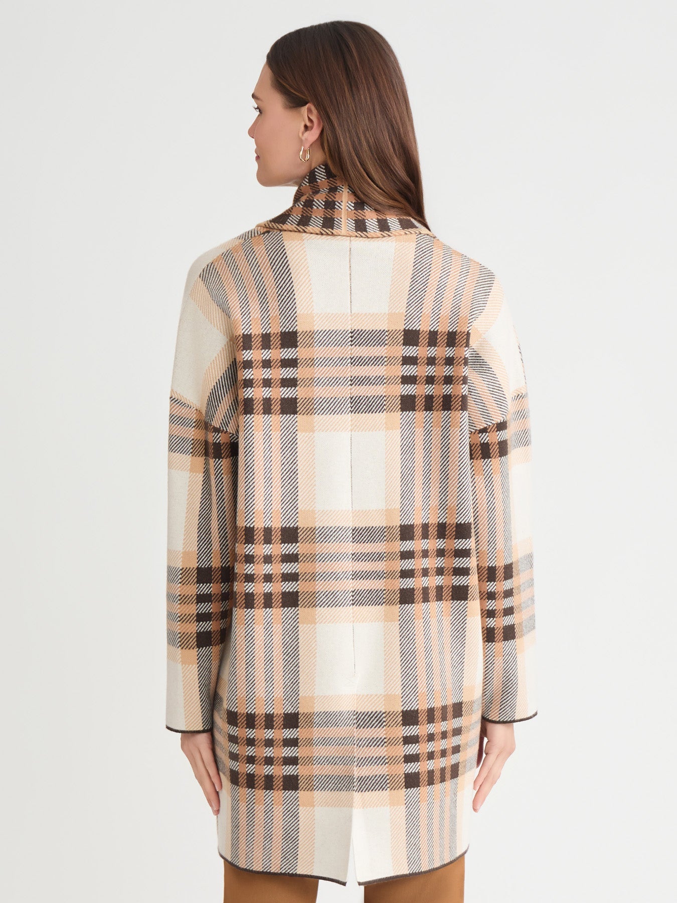 Wide Lapel Plaid Coatigan