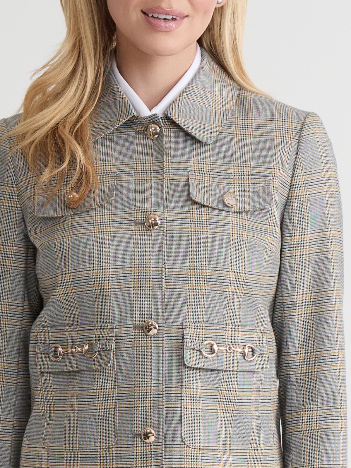 Button Down Jacket, Glen Plaid