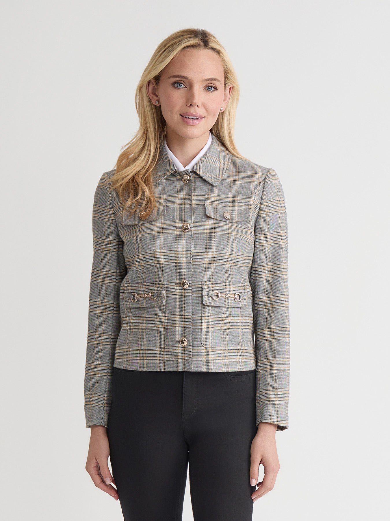 Button Down Jacket, Glen Plaid