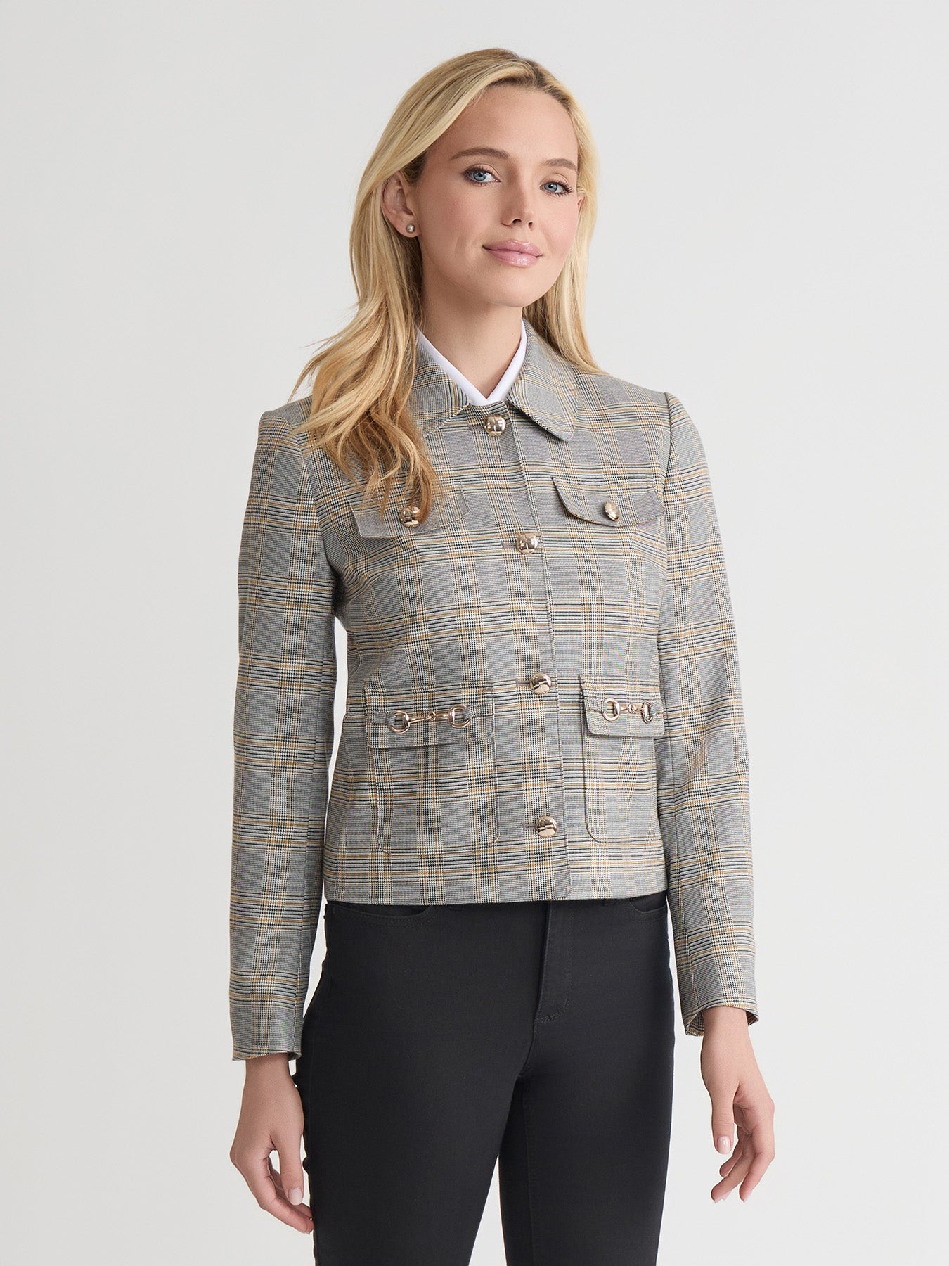 Button Down Jacket, Glen Plaid