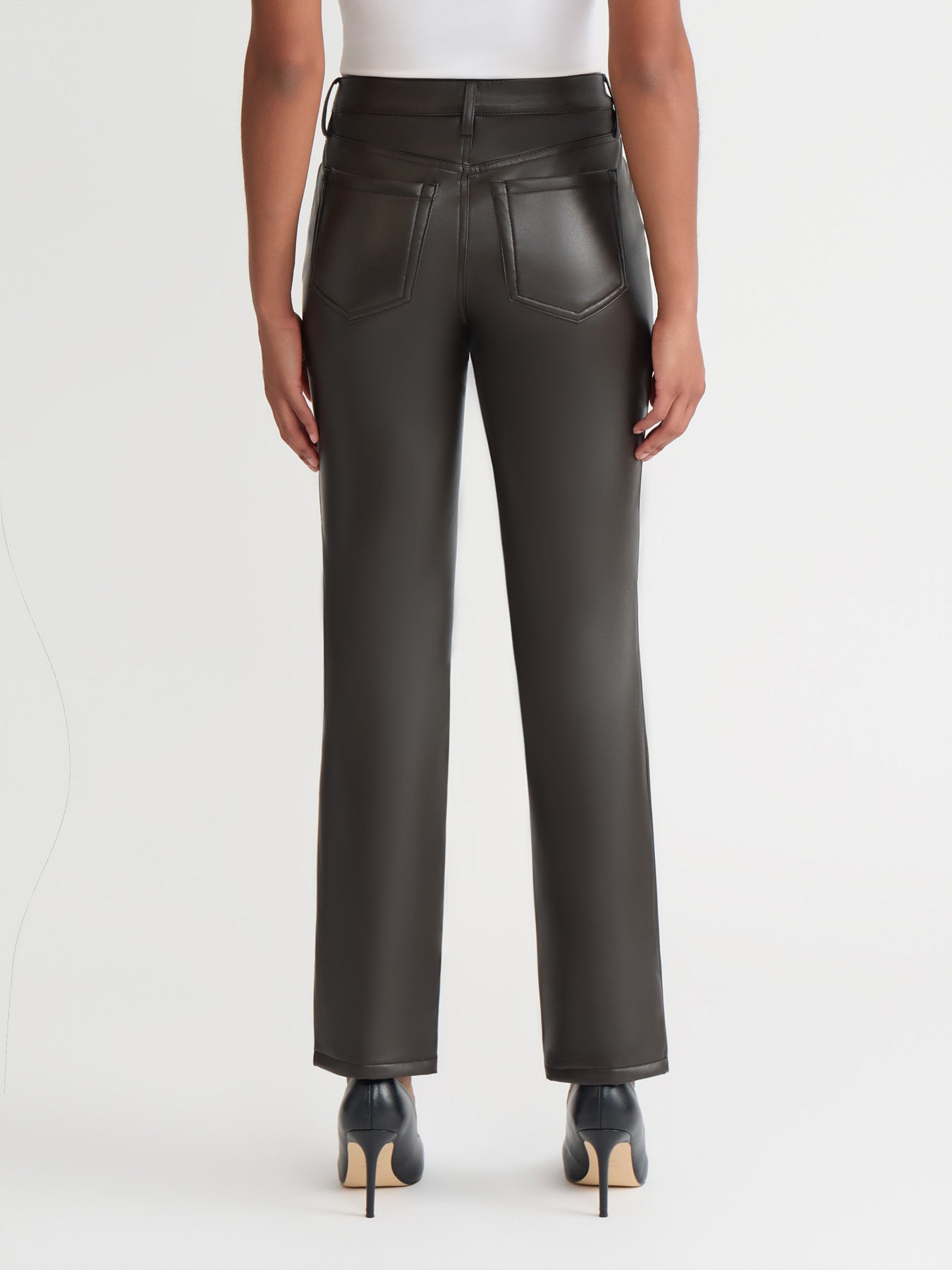 Petite Lexington Straight Leg Jeans, Vegan Leather