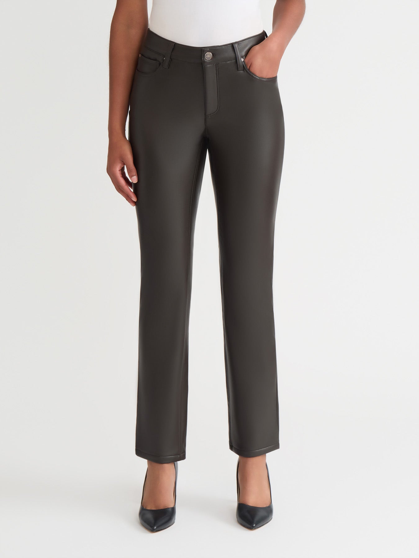Petite Lexington Straight Leg Jeans, Vegan Leather