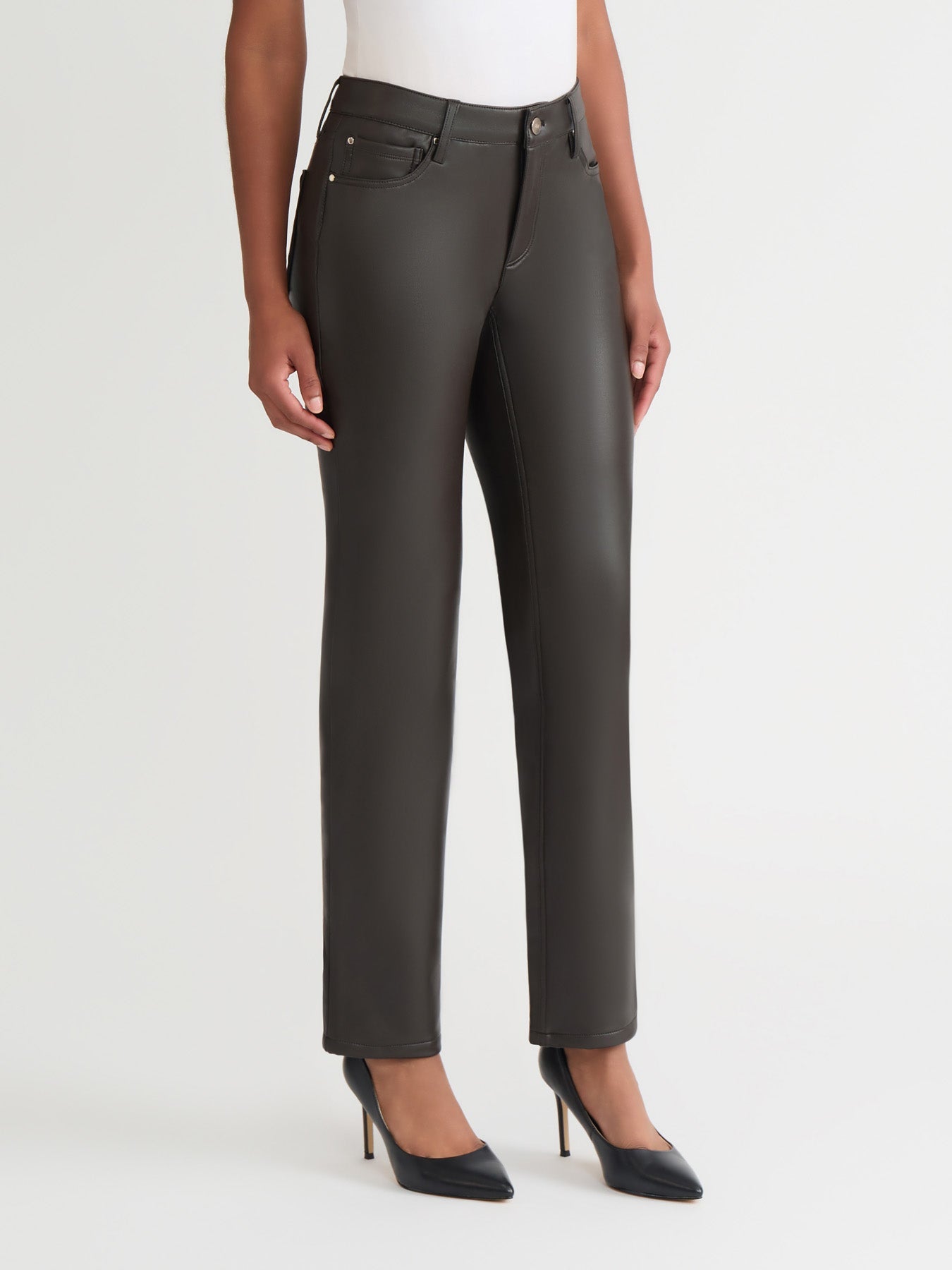 Petite Lexington Straight Leg Jeans, Vegan Leather