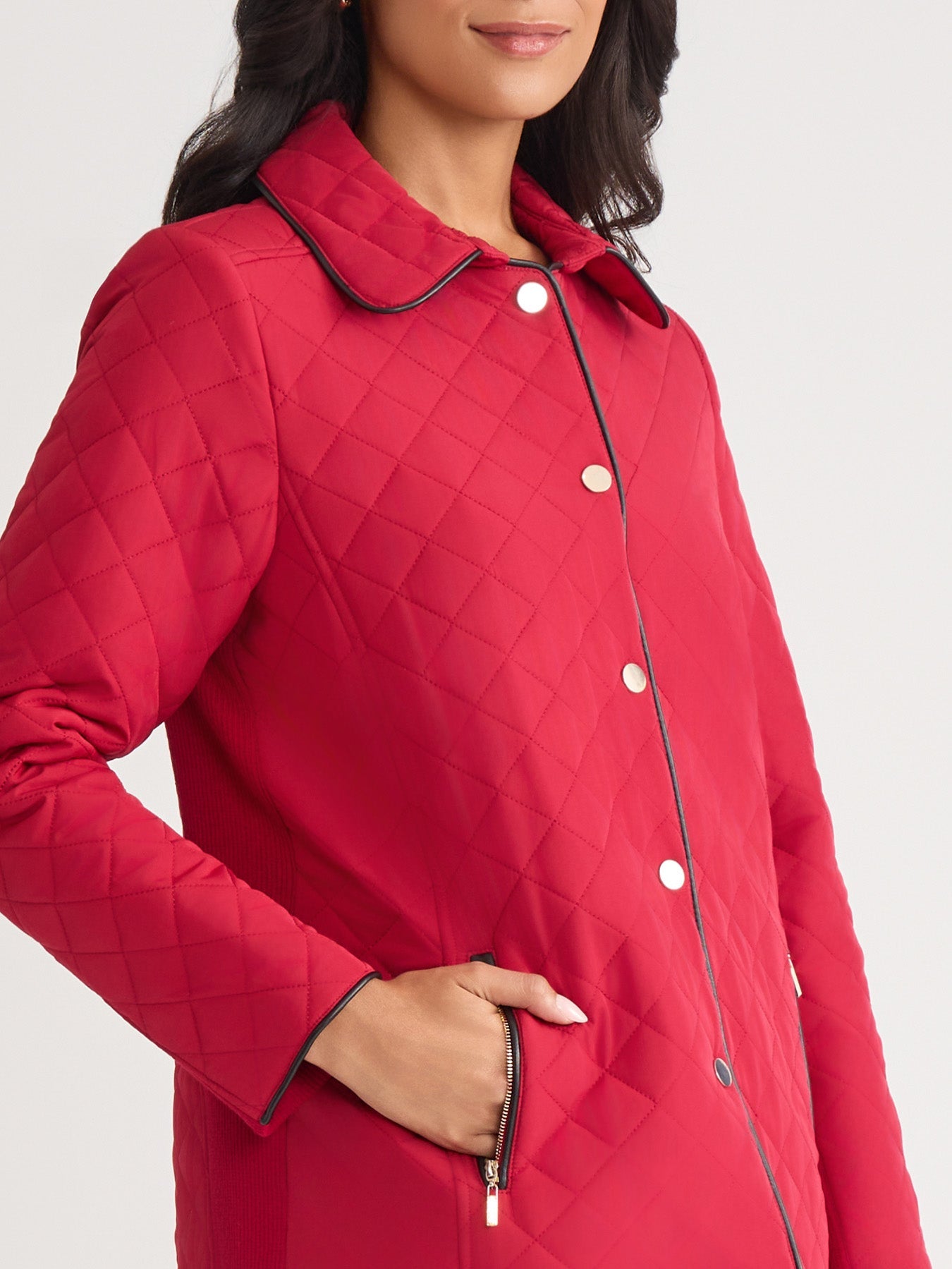 Petite Quilted Snap Front Jacket