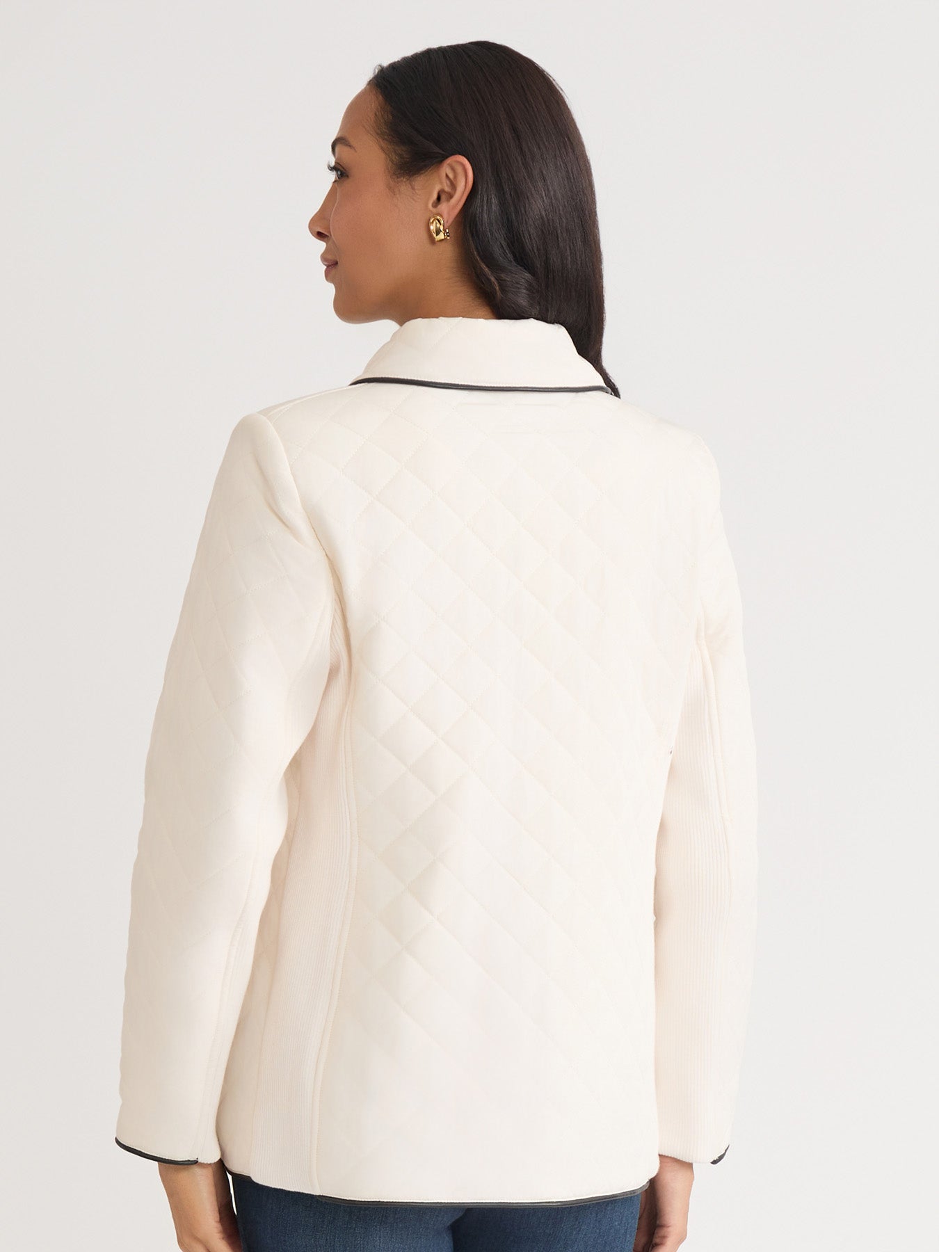 Petite Quilted Snap Front Jacket