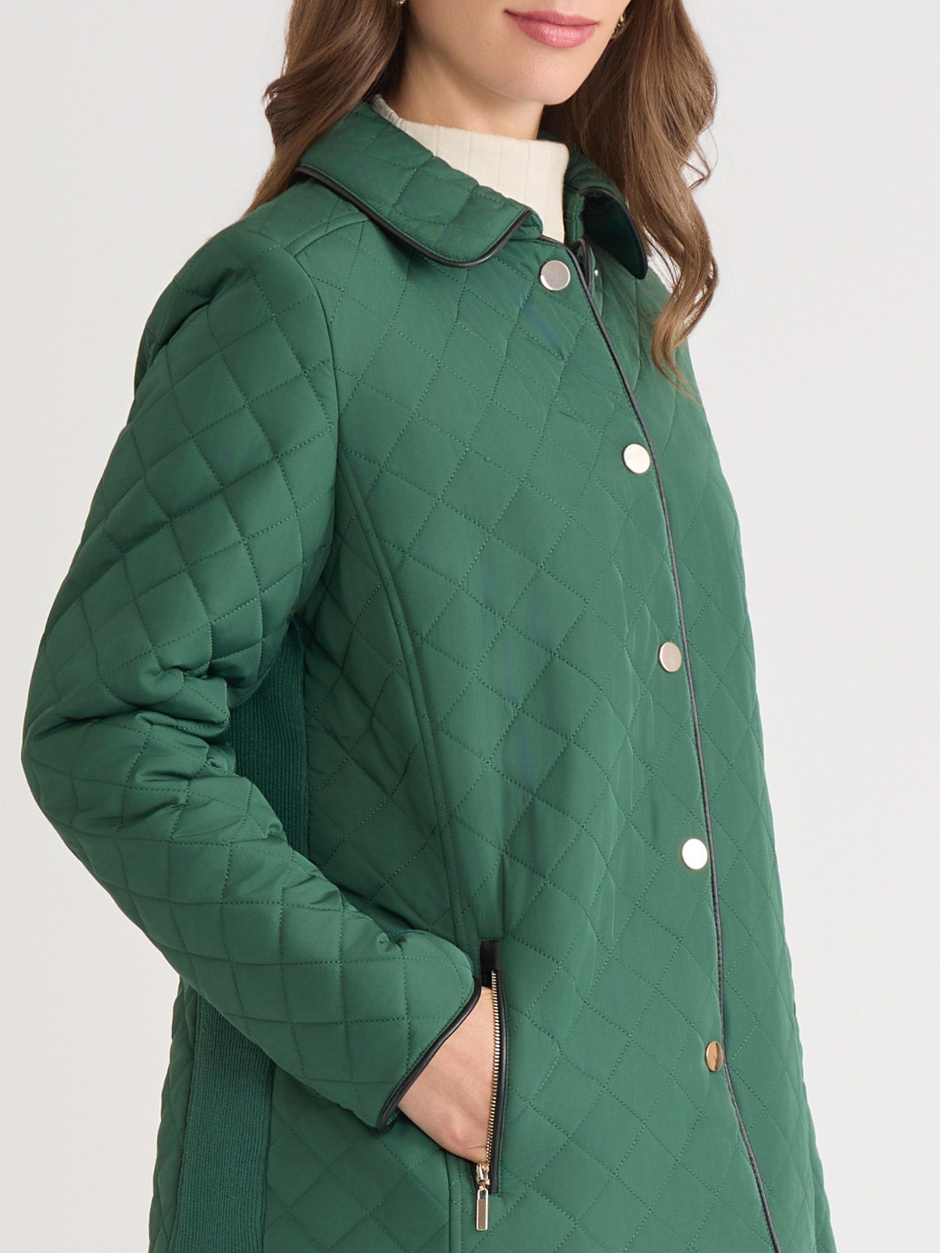Plus Quilted Snap Front Jacket