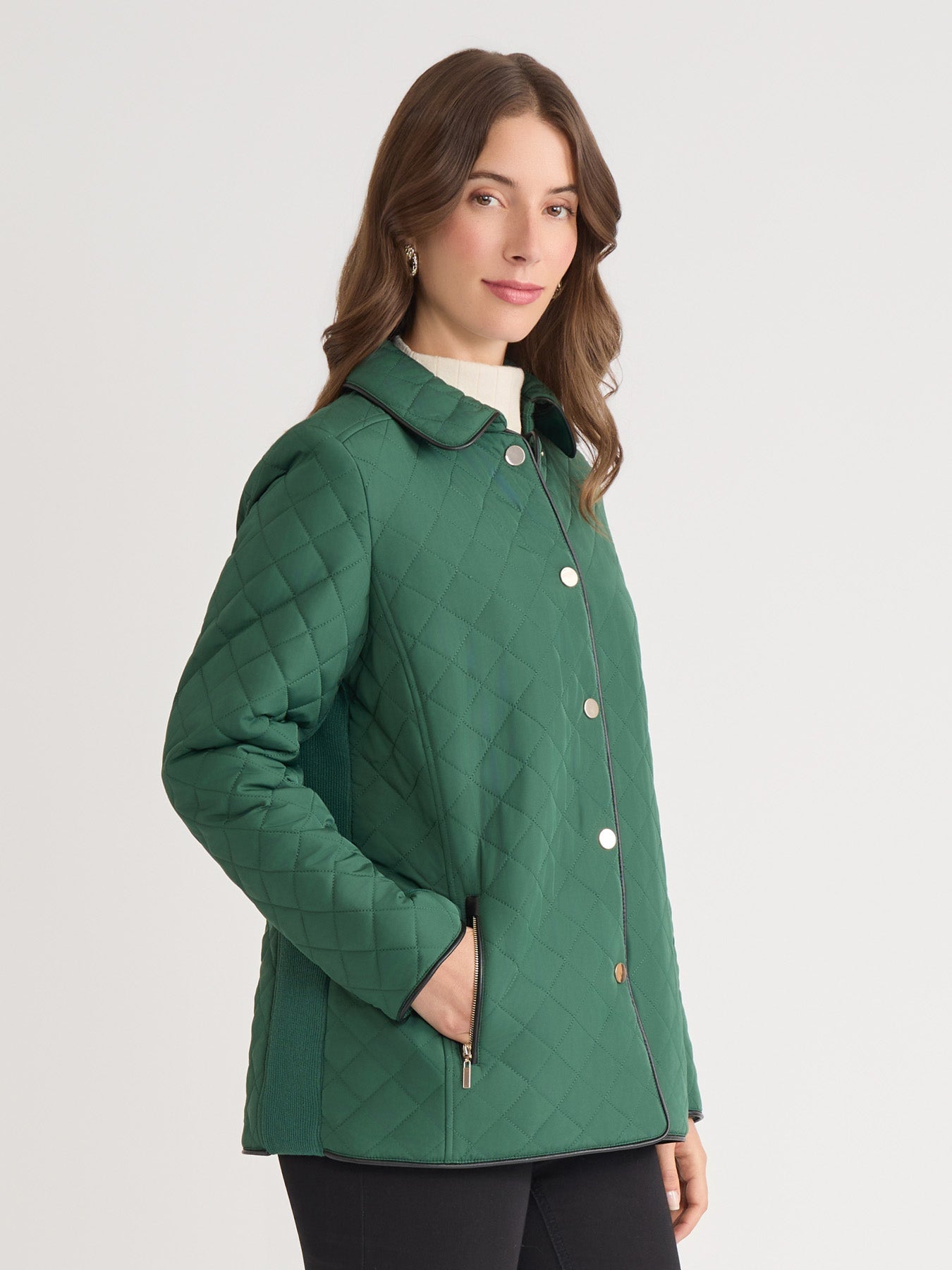 Plus Quilted Snap Front Jacket