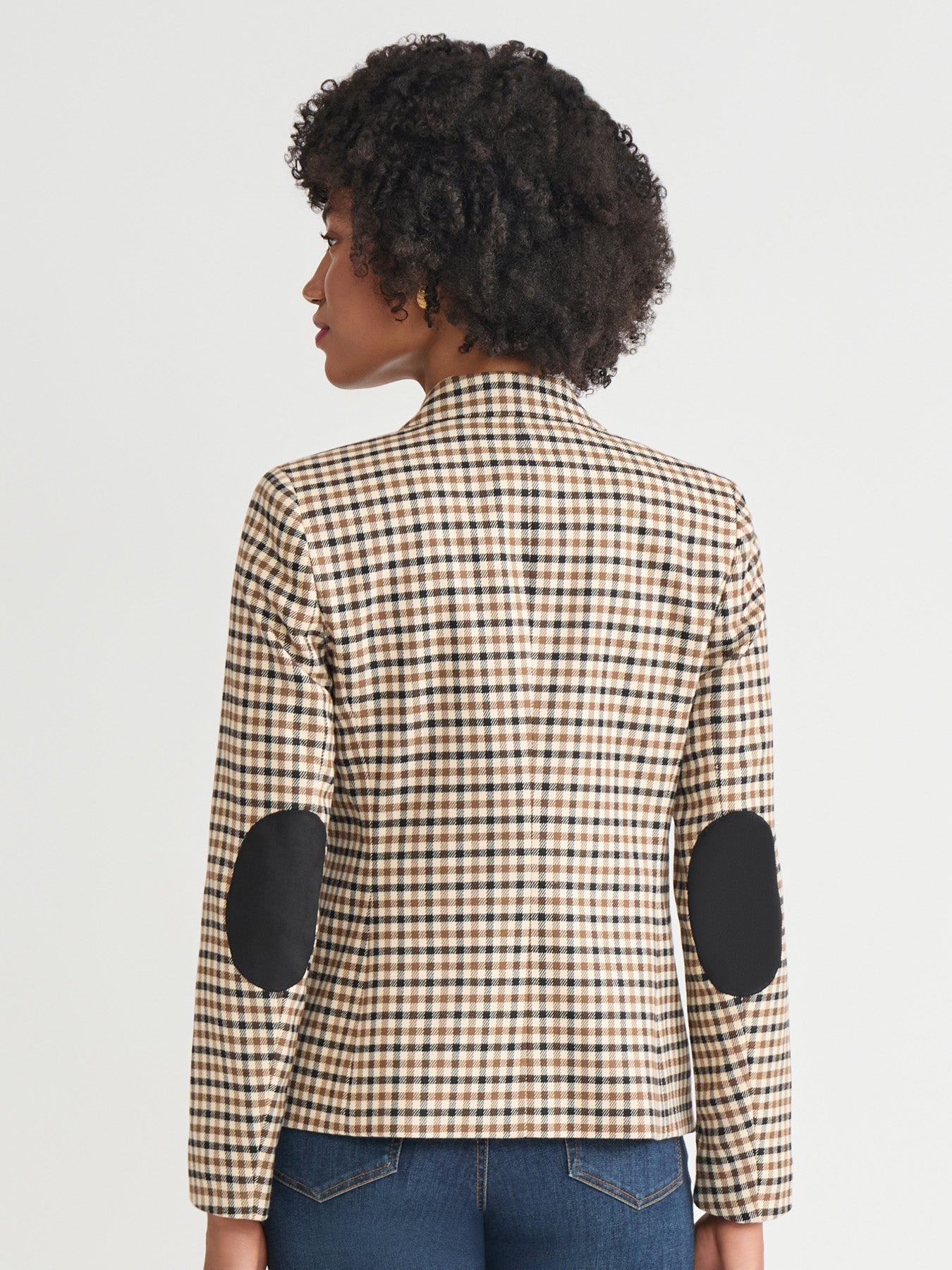 Faux Double Breasted Elbow Patch Blazer