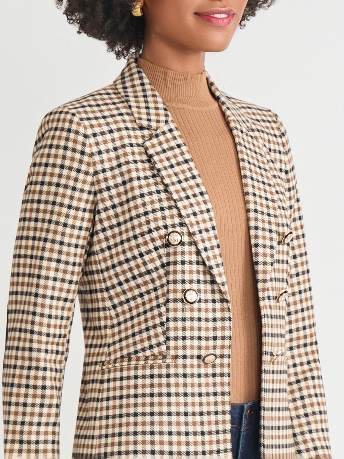 Faux Double Breasted Elbow Patch Blazer