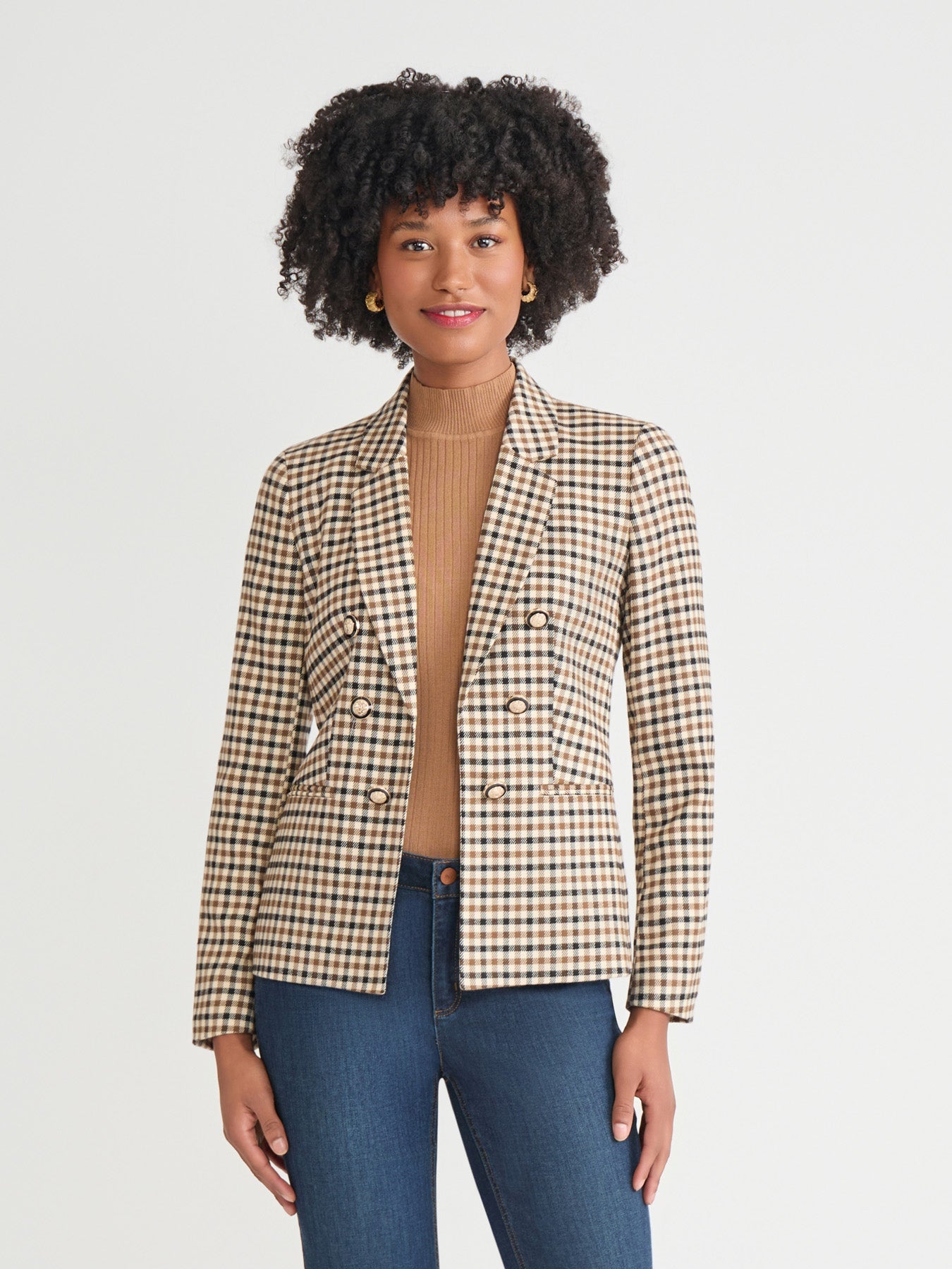 Faux Double Breasted Elbow Patch Blazer
