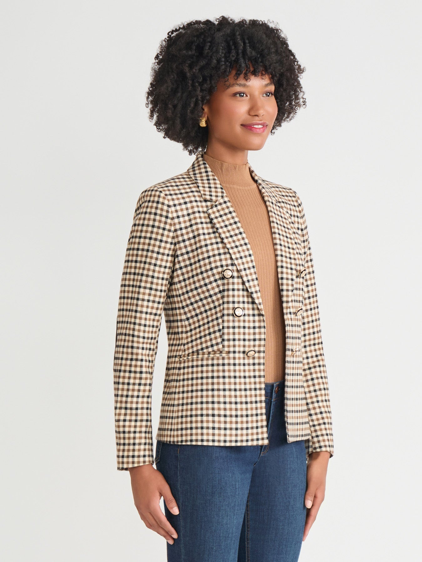 Faux Double Breasted Elbow Patch Blazer