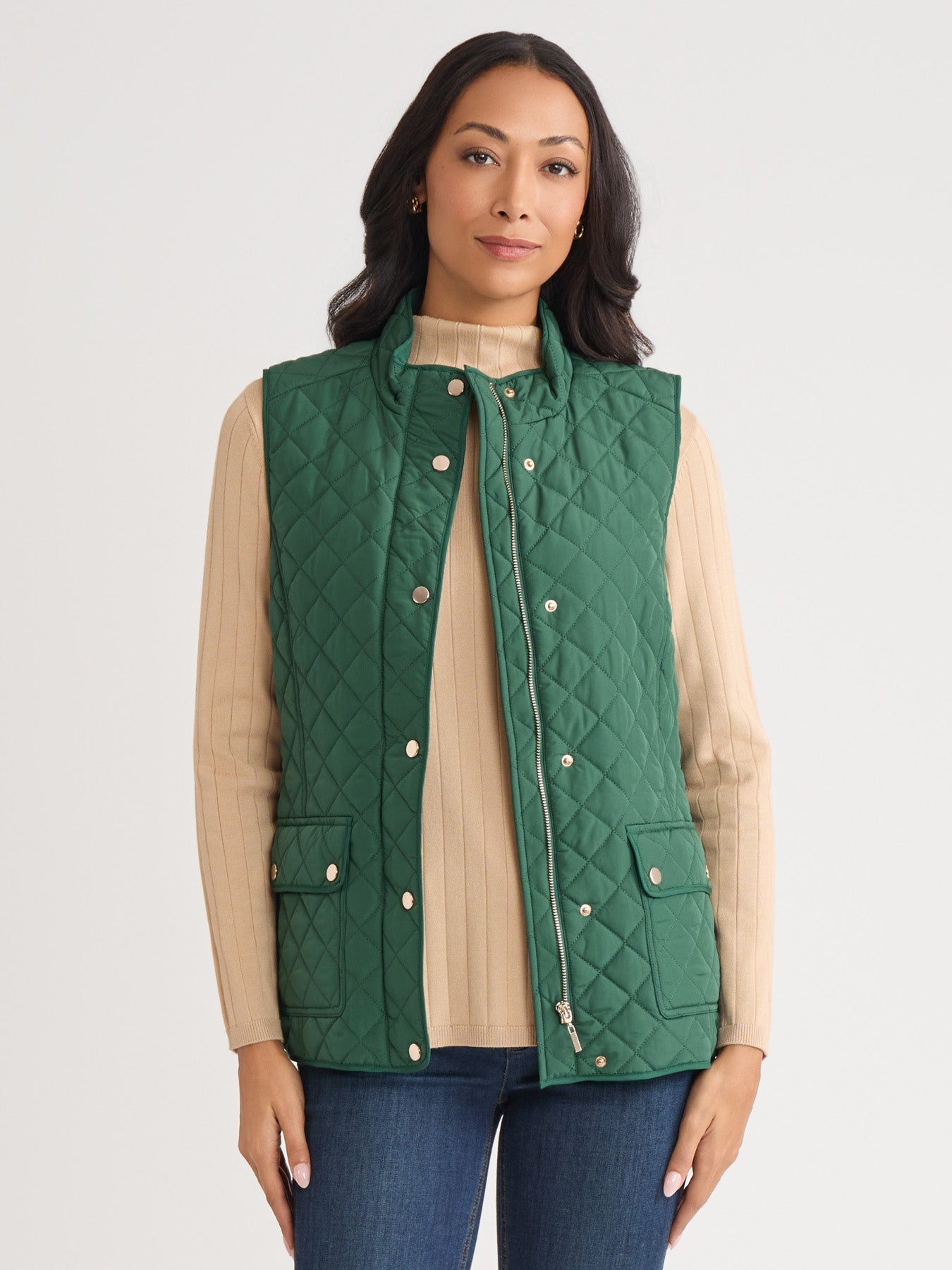 Zip-Front Quilted Vest