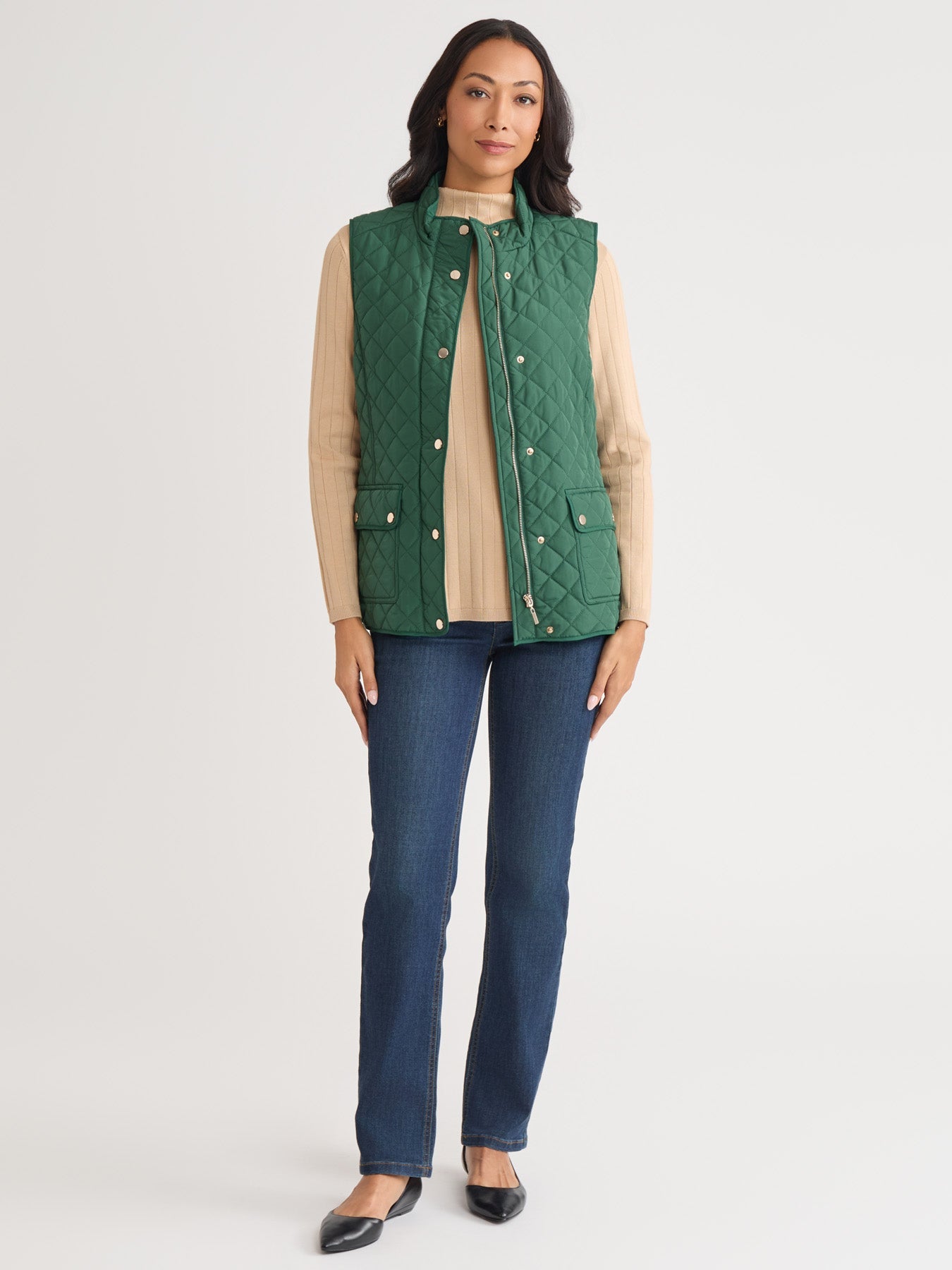 Zip-Front Quilted Vest