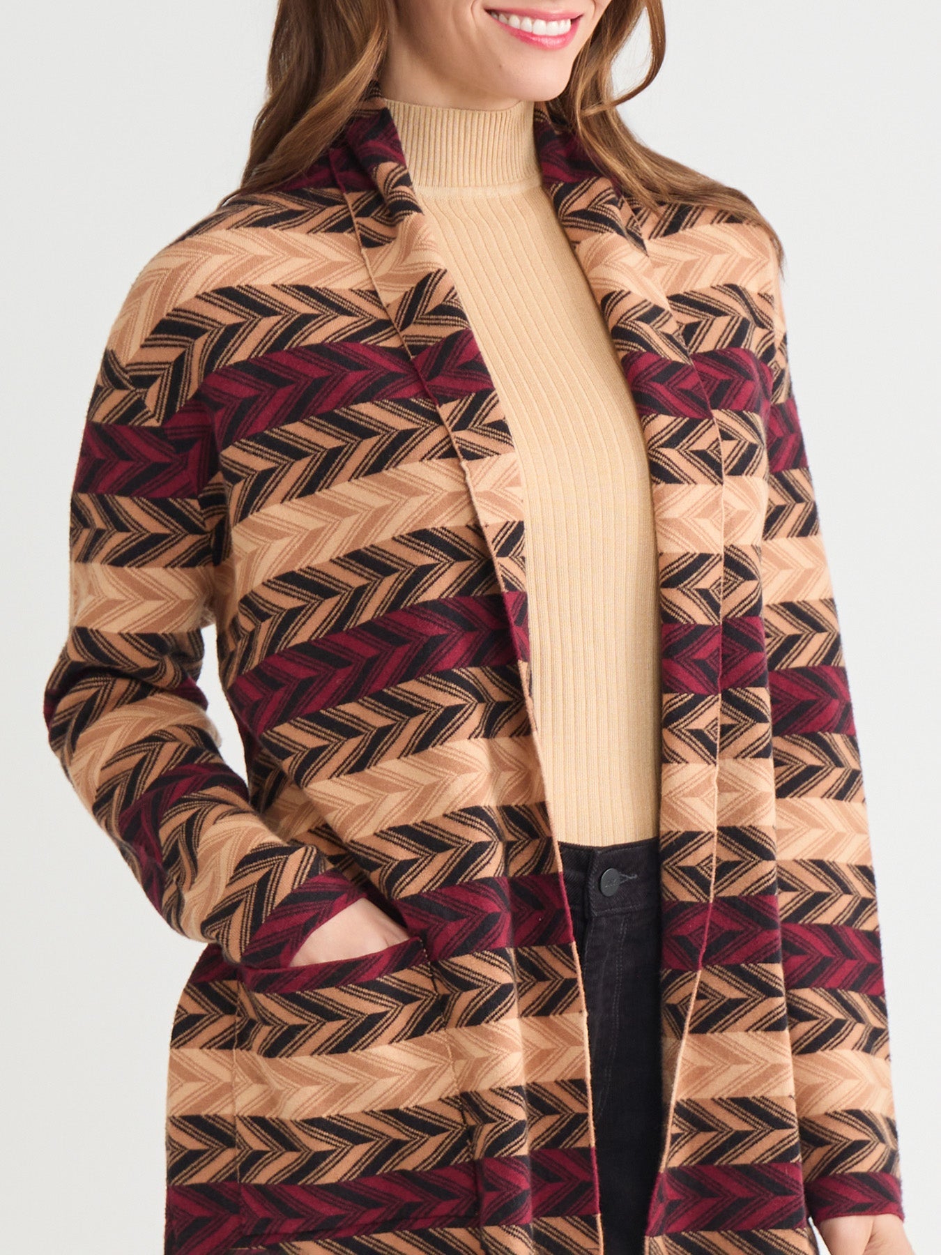 Chevron Belted Cardigan