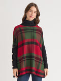 Plus Plaid Turtle Neck Poncho